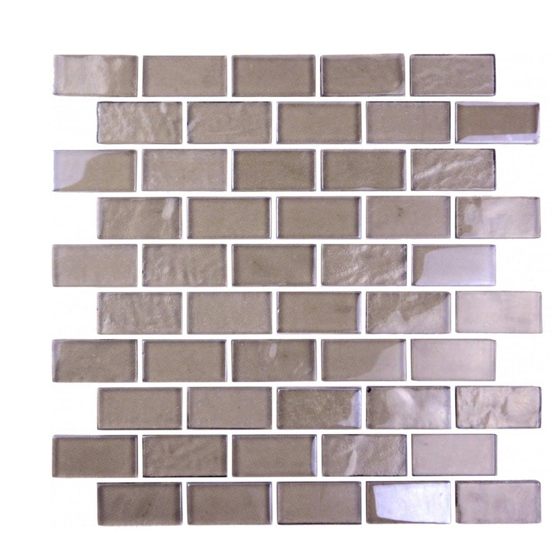 Abolos Landscape 1 in. x 2 in. Translucent Glass Plastic Face Mounted Brick Mosaic Designer Pool Tile