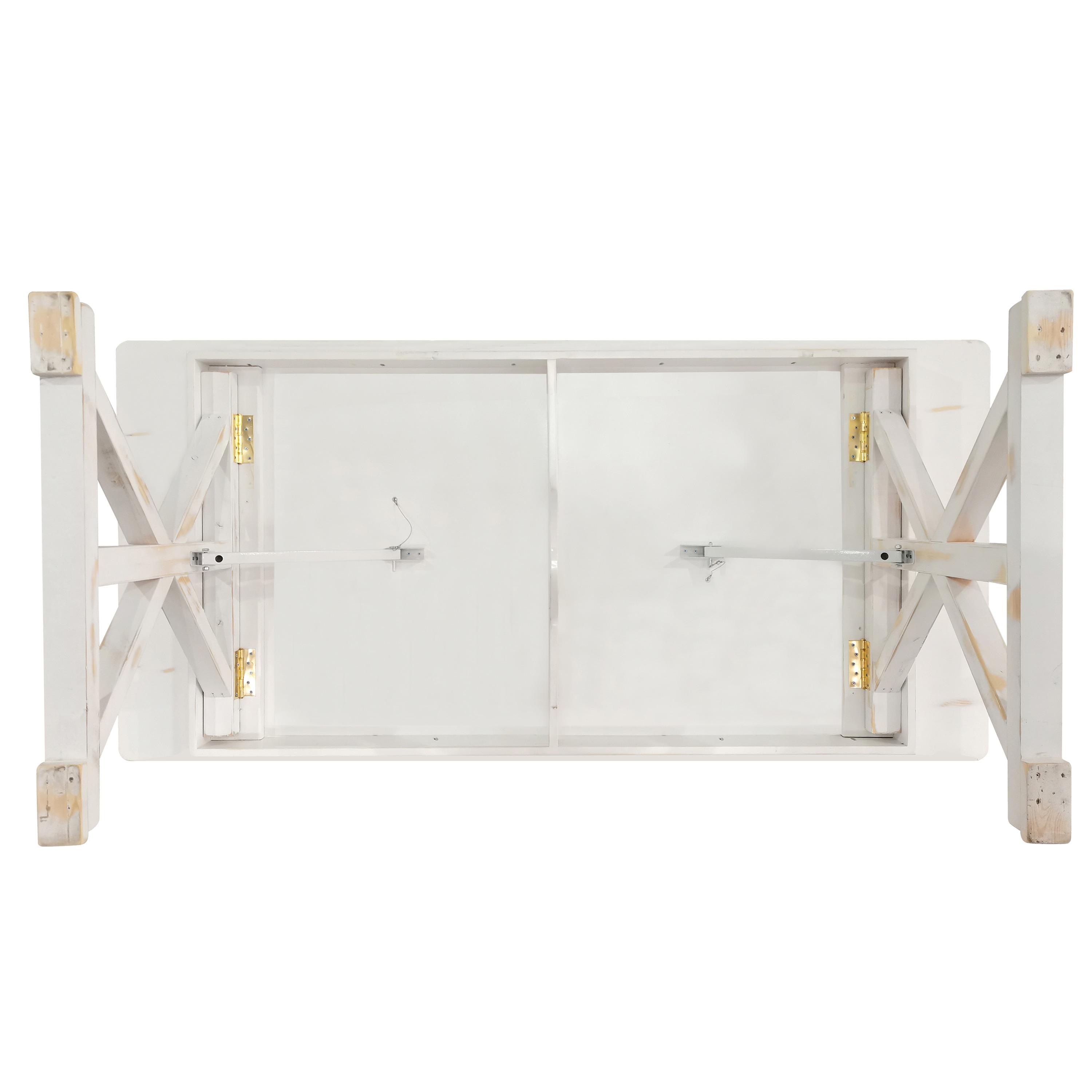 Flash Furniture Eternity Rectangular Solid Pine Farm Dining Table with Folding X-Style Legs