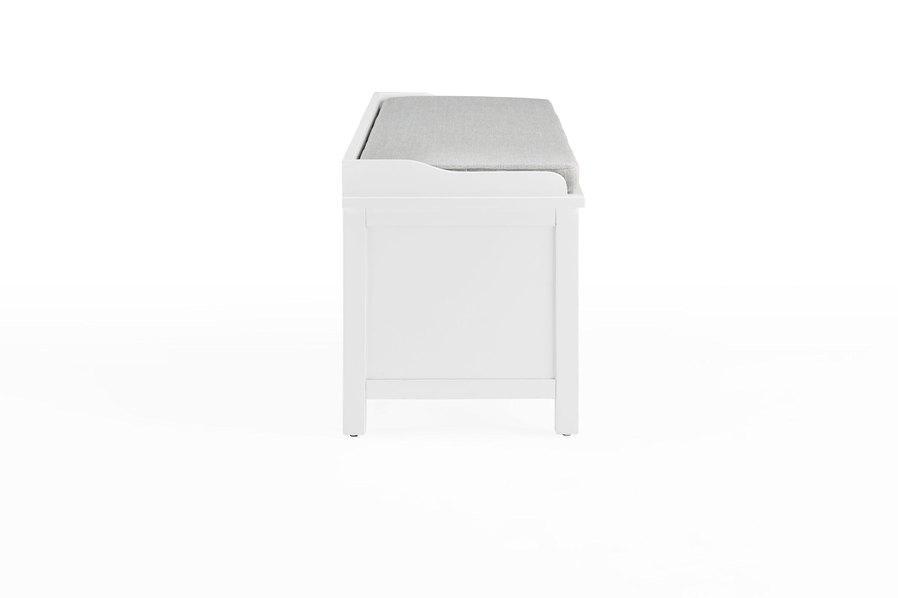 Alaterre Furniture Coventry 45 in. Pine Wood Storage Bench with Cushion, Entryway Organization & Decoration, 3 Adjustable/Removable Cubbies, Dove Gray and White