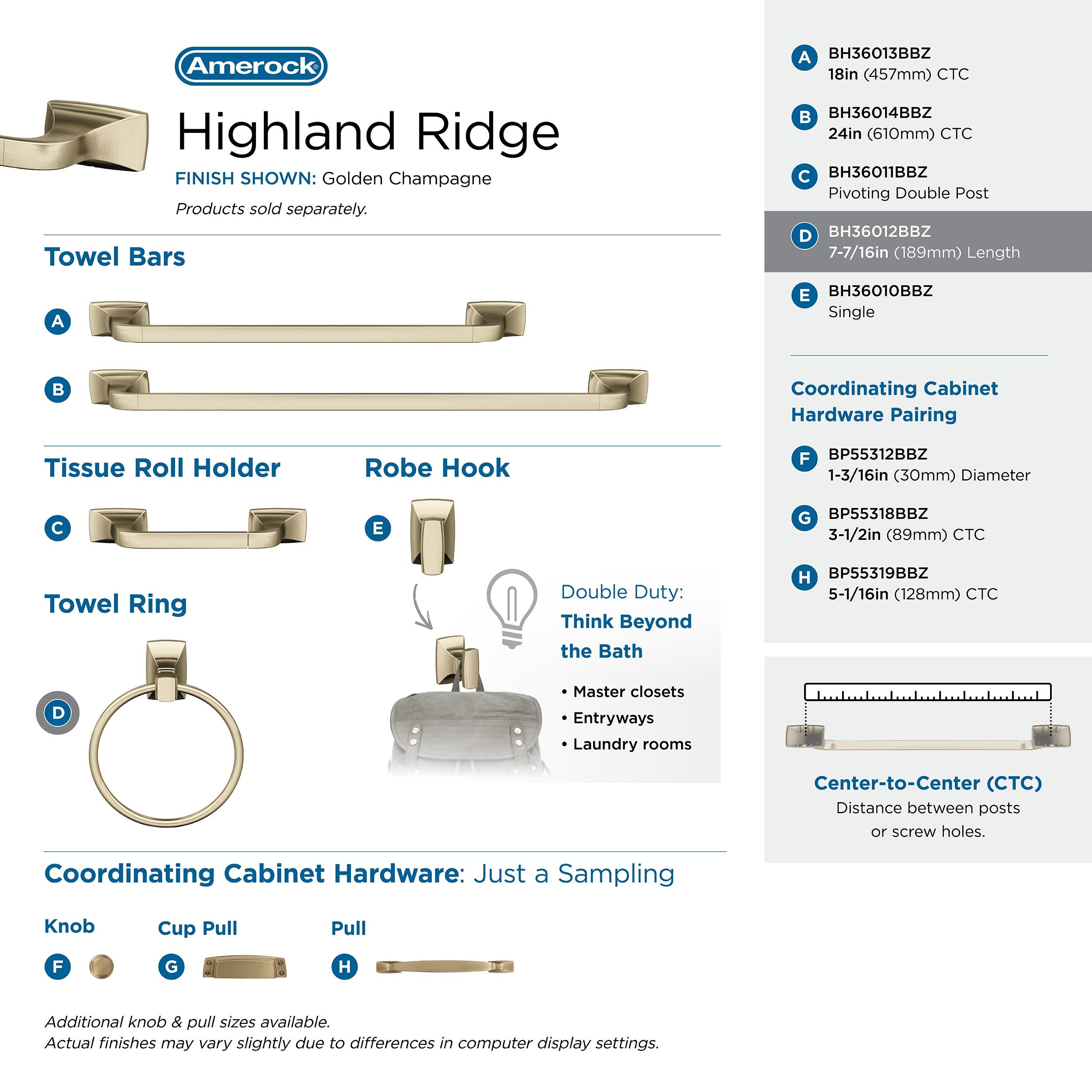 Amerock Highland Ridge Golden Champagne Closed Towel Ring