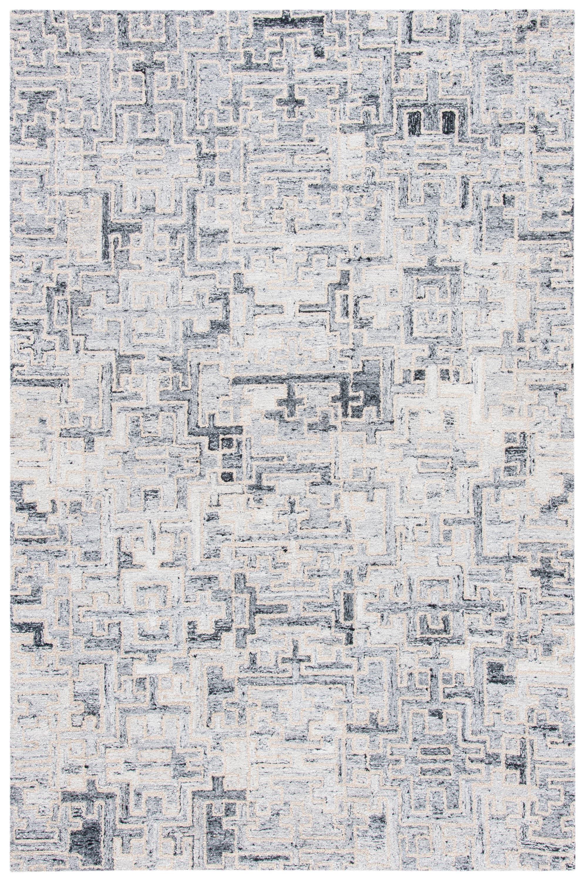 Abstract ABT142 Handmade Indoor Area Rug - Ivory/Black - 4'x6' - Safavieh
