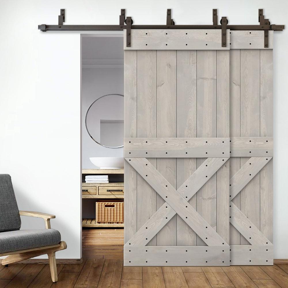 Calhome 84'' Solid Wood Paneled Painted with Installation Hardware Kit Barn Door