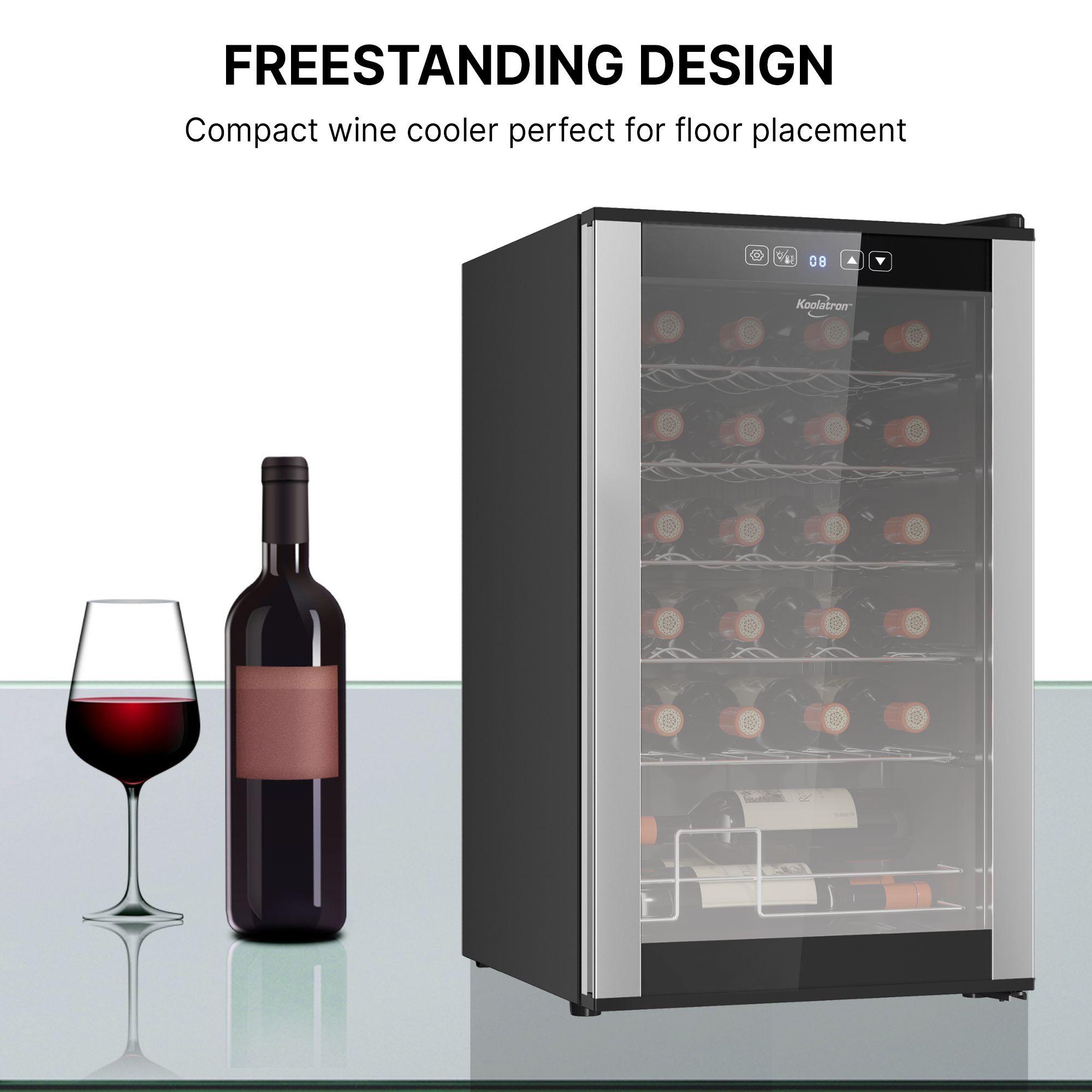 24 Bottle Dual Zone Wine Cooler, Black, 2.4 cu. ft. (68L) Freestanding Wine Fridge