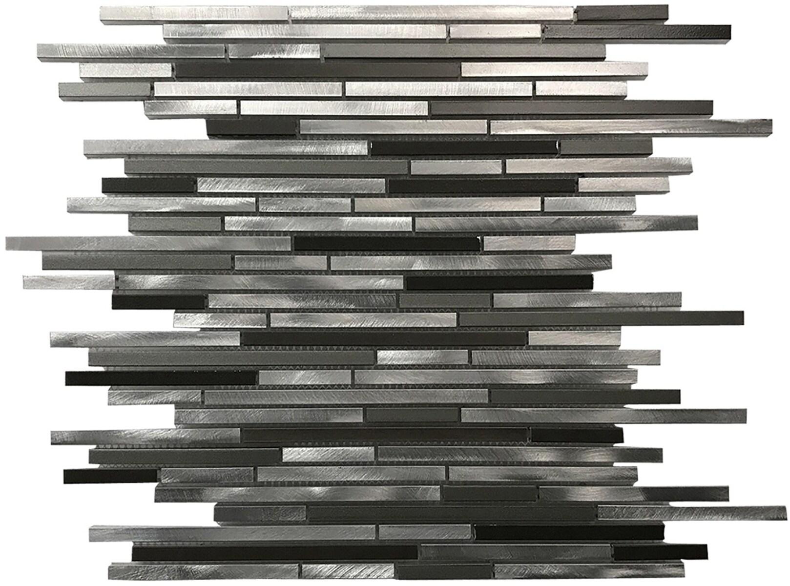 Abolos City Lights 12 in. x 12 in. Aluminum Metal Straight Edge Thin Linear Decorative Kitchen & Bathroom Wall Tile