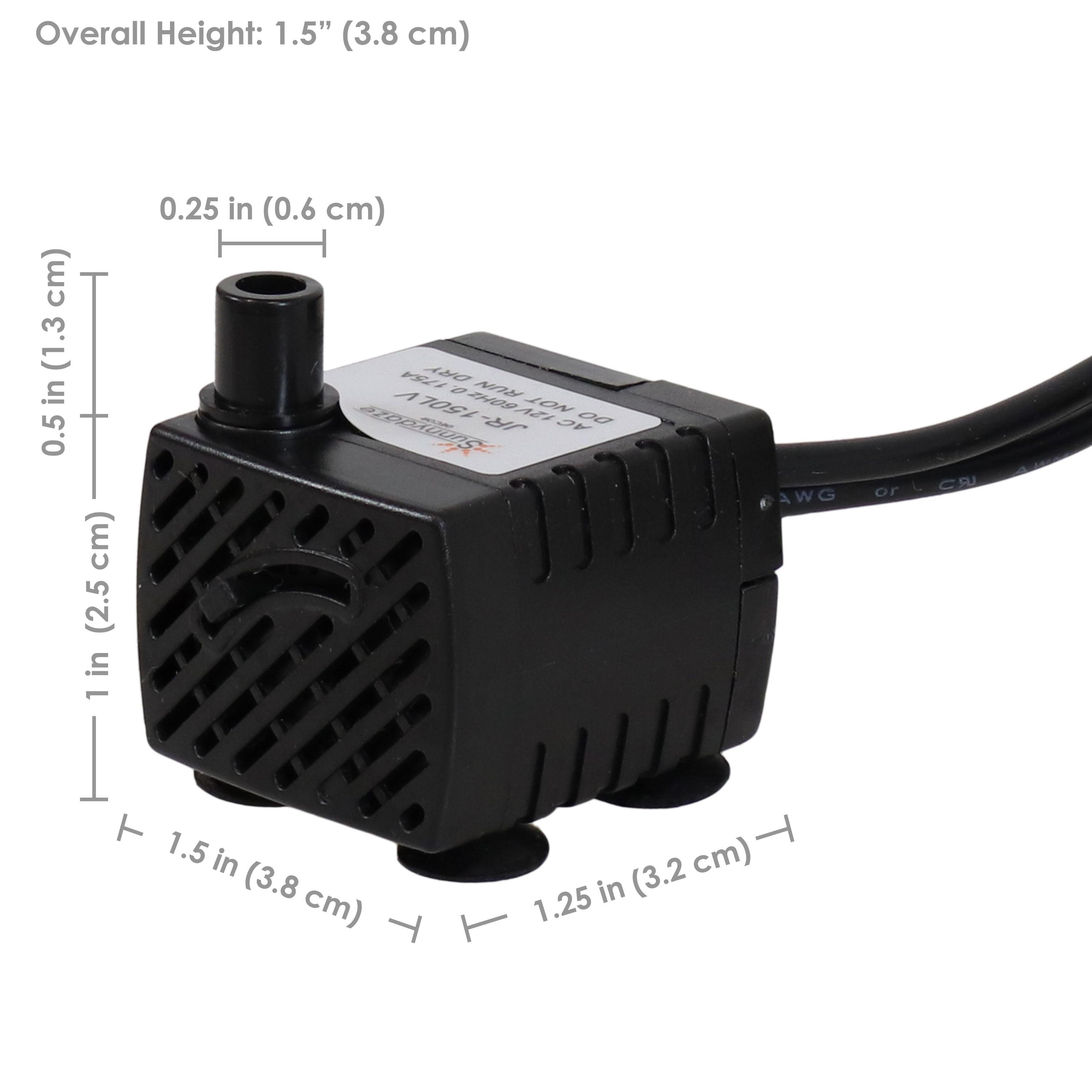 Sunnydaze Indoor/Outdoor Small Fountain or Aquarium Pump with LED Light Ring and Transformer - 40 GPH - 12 Volts