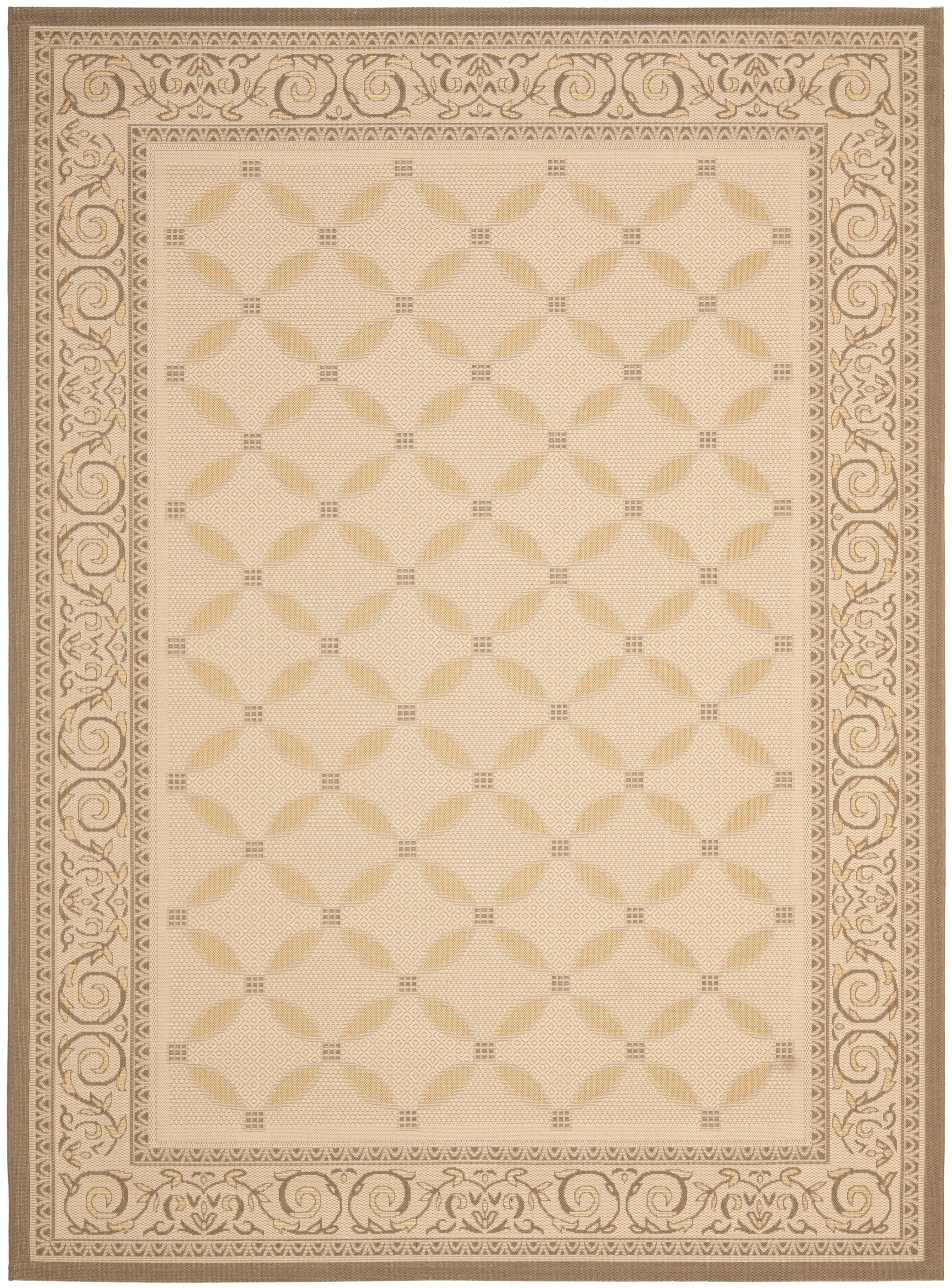 SAFAVIEH Courtyard Cohen Bordered Indoor/Outdoor Area Rug, Dark Beige/Beige, 9' x 12'