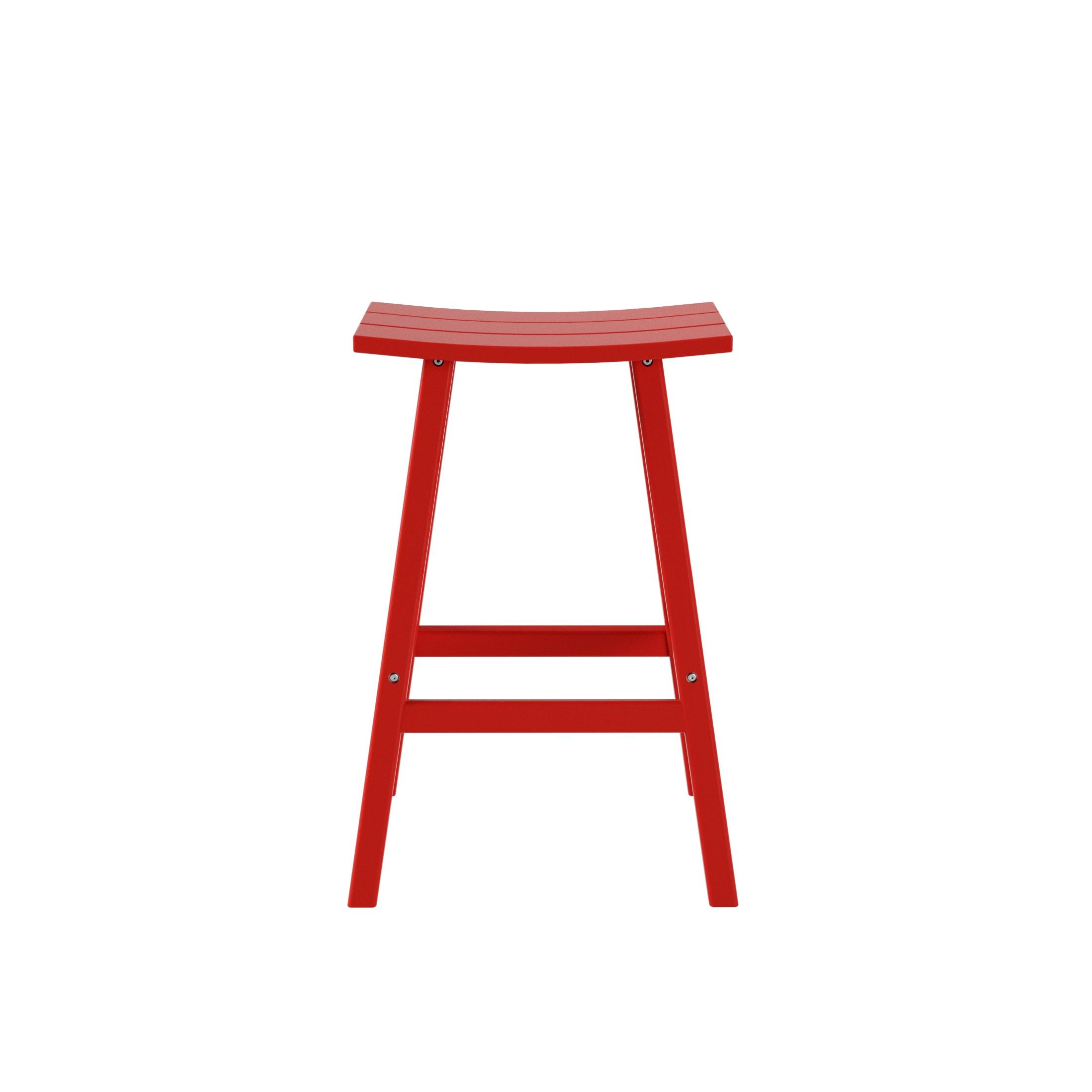 Polytrends  Laguna Hdpe All Weather Outdoor Patio 29" Saddle Seat Bar Stool Red Glam