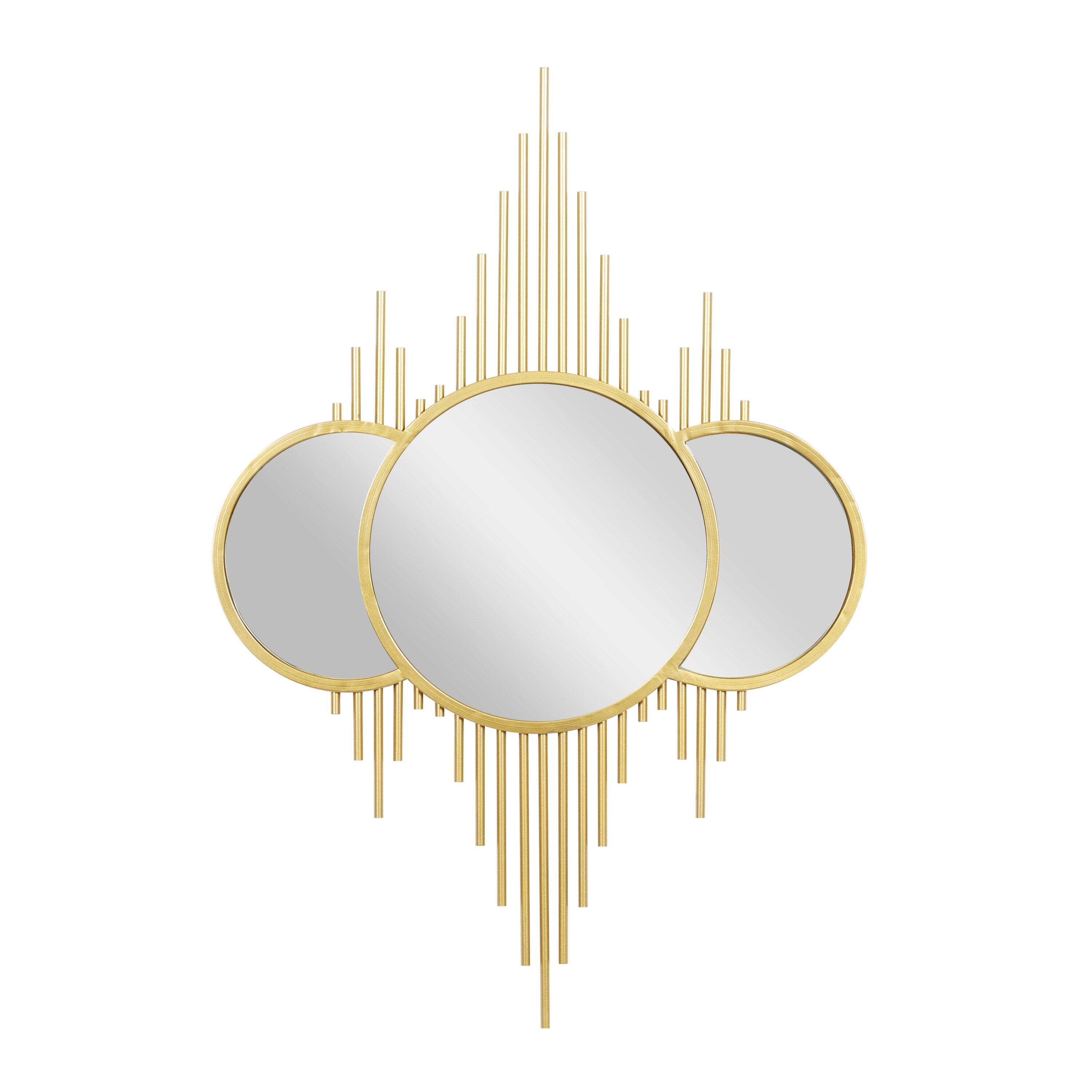 CosmoLiving by Cosmopolitan 3 Overlapping Round Gold Metal, Glamorous and Contemporary Wall Mirror, 27"W x 39"H