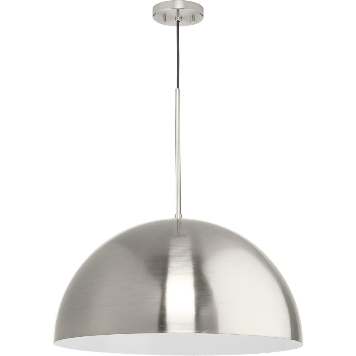 Progress Lighting Perimeter 1-Light Pendant, Brushed Nickel, White Interior Shade: Iconic modern design for kitchens and breakfast nooks.