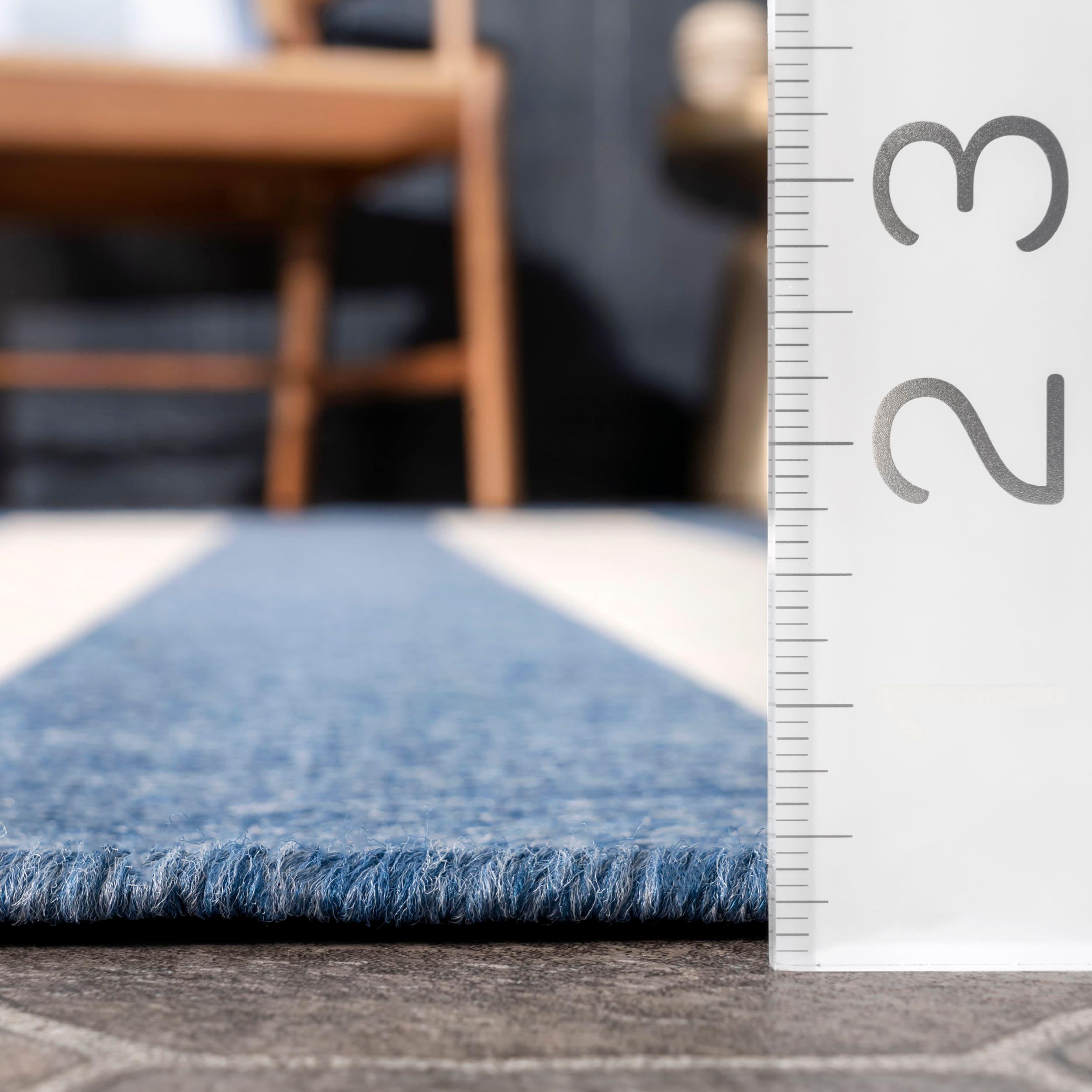 Nuloom Alexis Striped 5x8 Indoor/Outdoor Area Rug for Living Room Patio Deck Front Porch Kitchen, Blue/Ivory