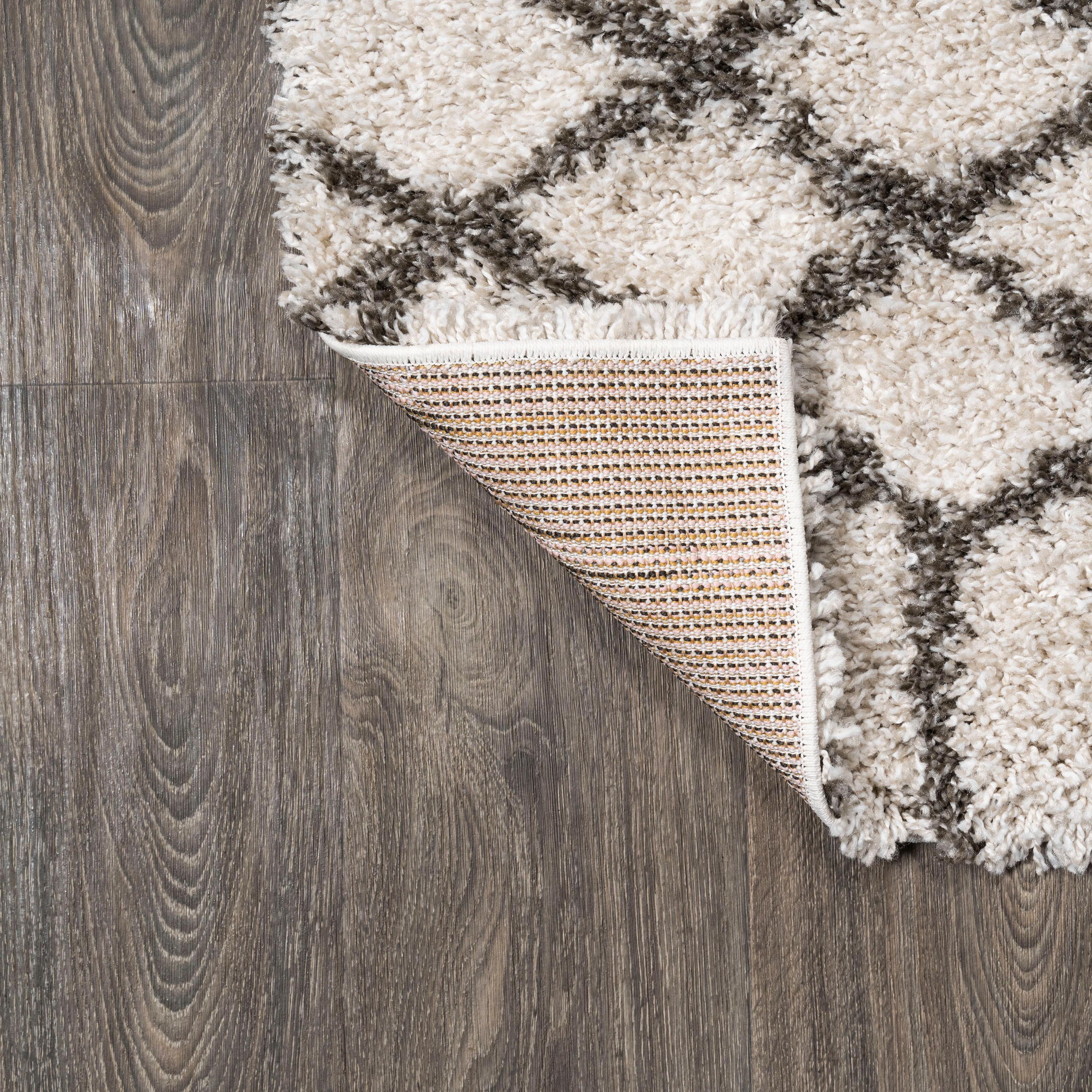 3'x5' Algaida Moroccan Diamond Shag Area Rug, Beige/Dark Gray - JONATHAN Y