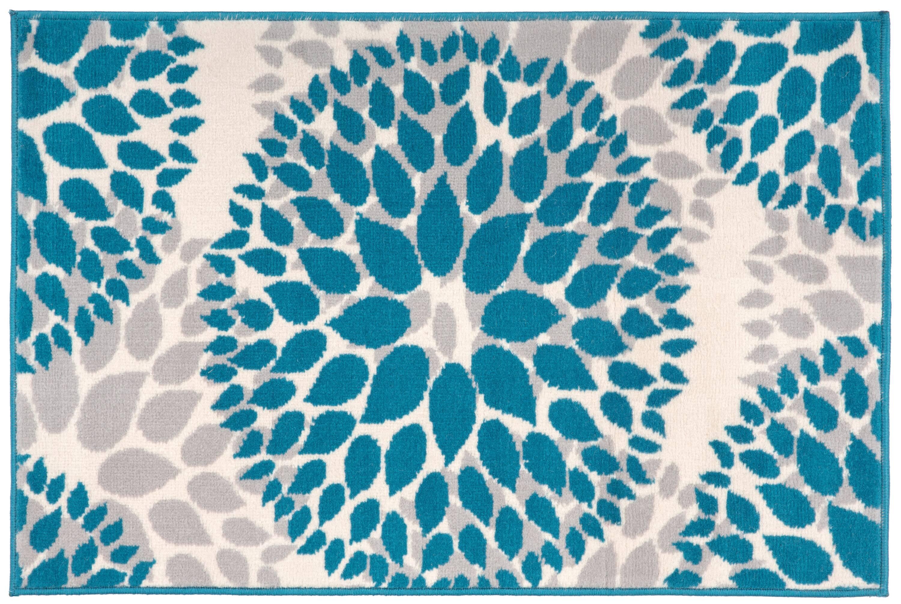 World Rug Gallery Modern Floral Circles Blue 2' x 3' Area Rug