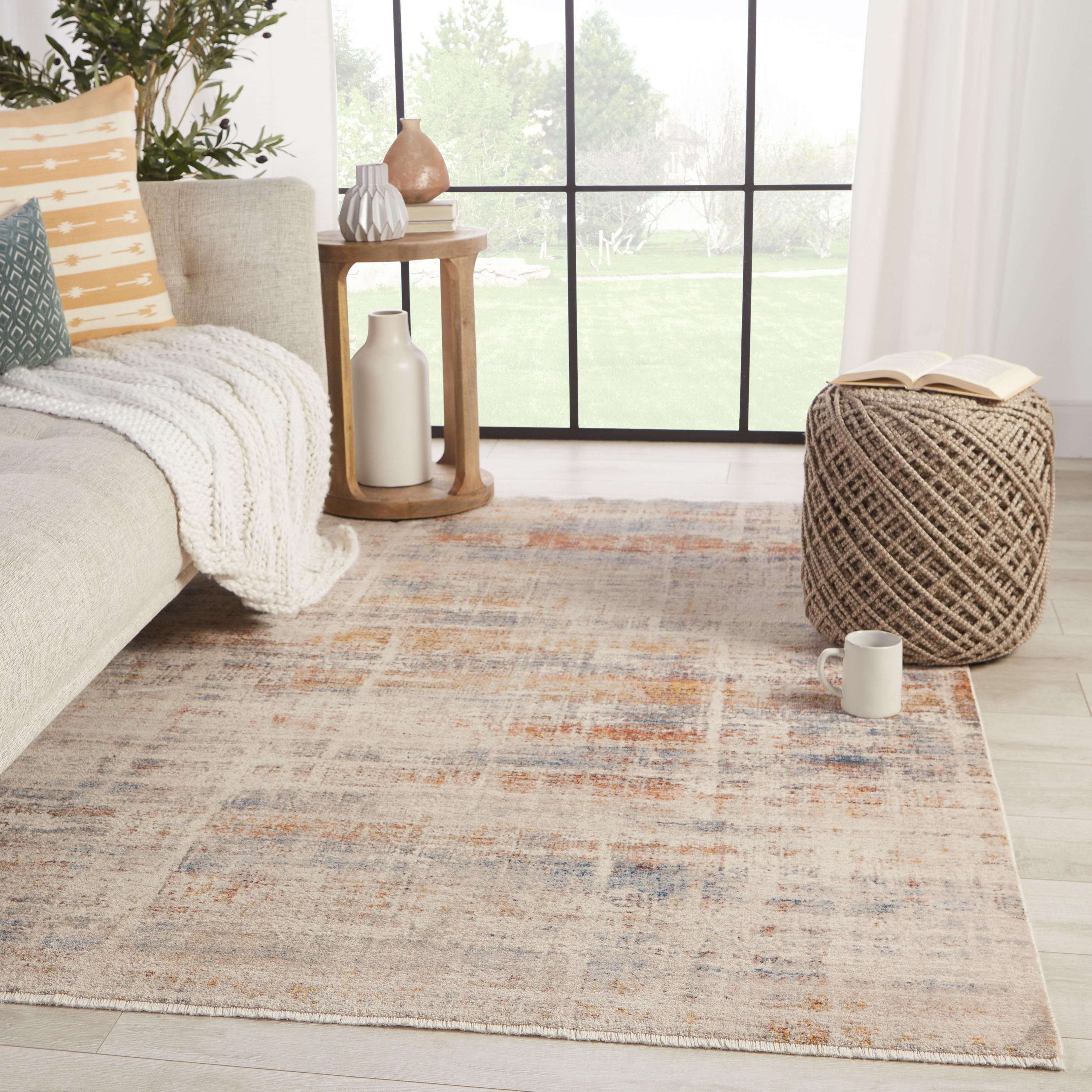 Blue Abstract Stain-Resistant Synthetic Runner Rug