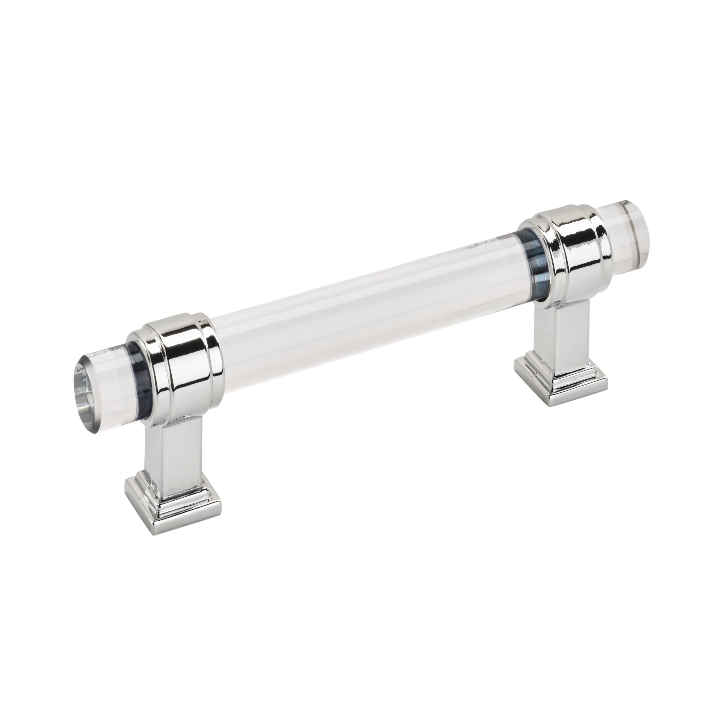 Amerock Glacio 3-3/4 inch (96mm) Center-to-Center Clear/Polished Chrome Cabinet Pull