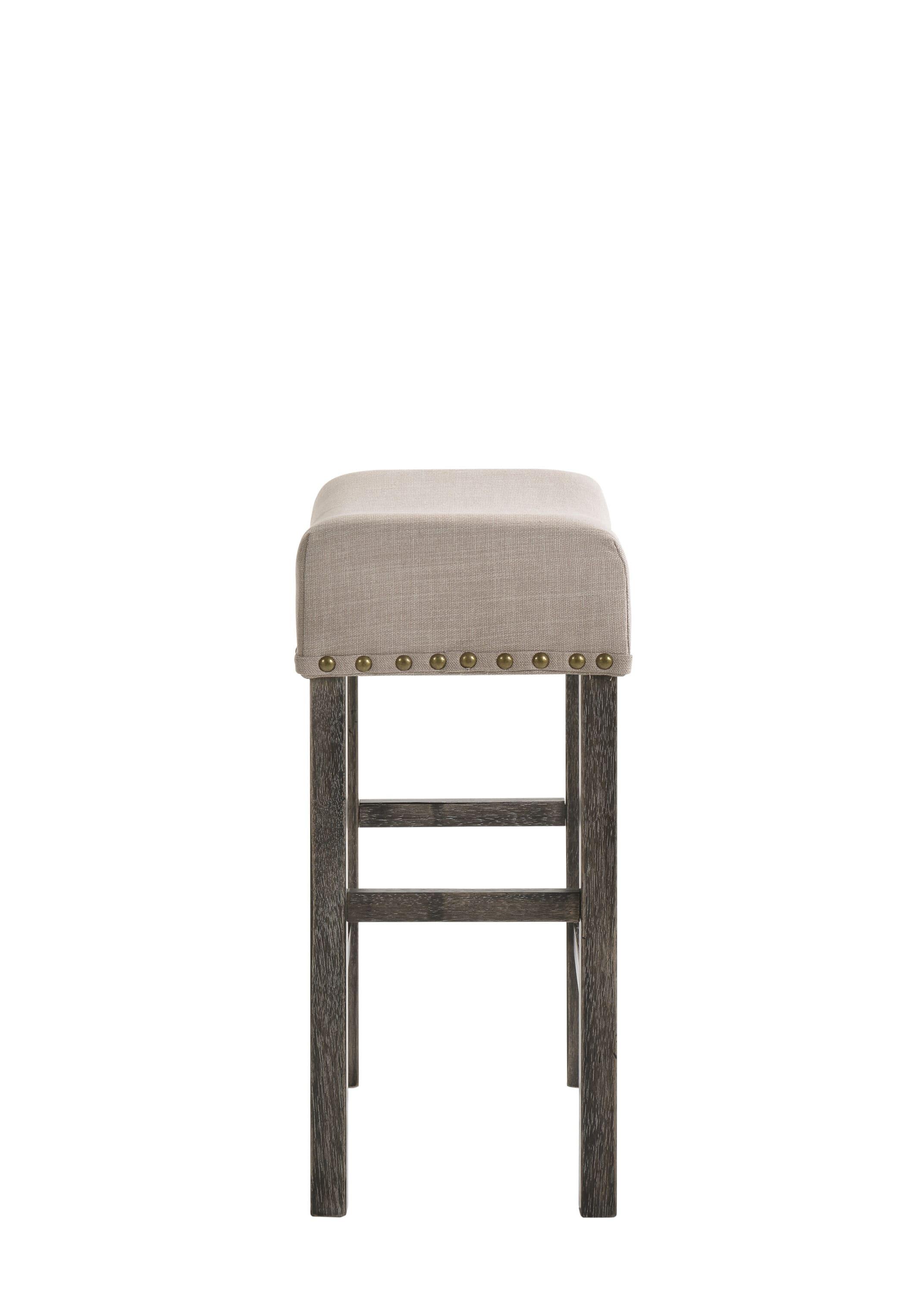 Martha II Counter Height Barstool Tan Linen/Weathered Gray - Acme Furniture