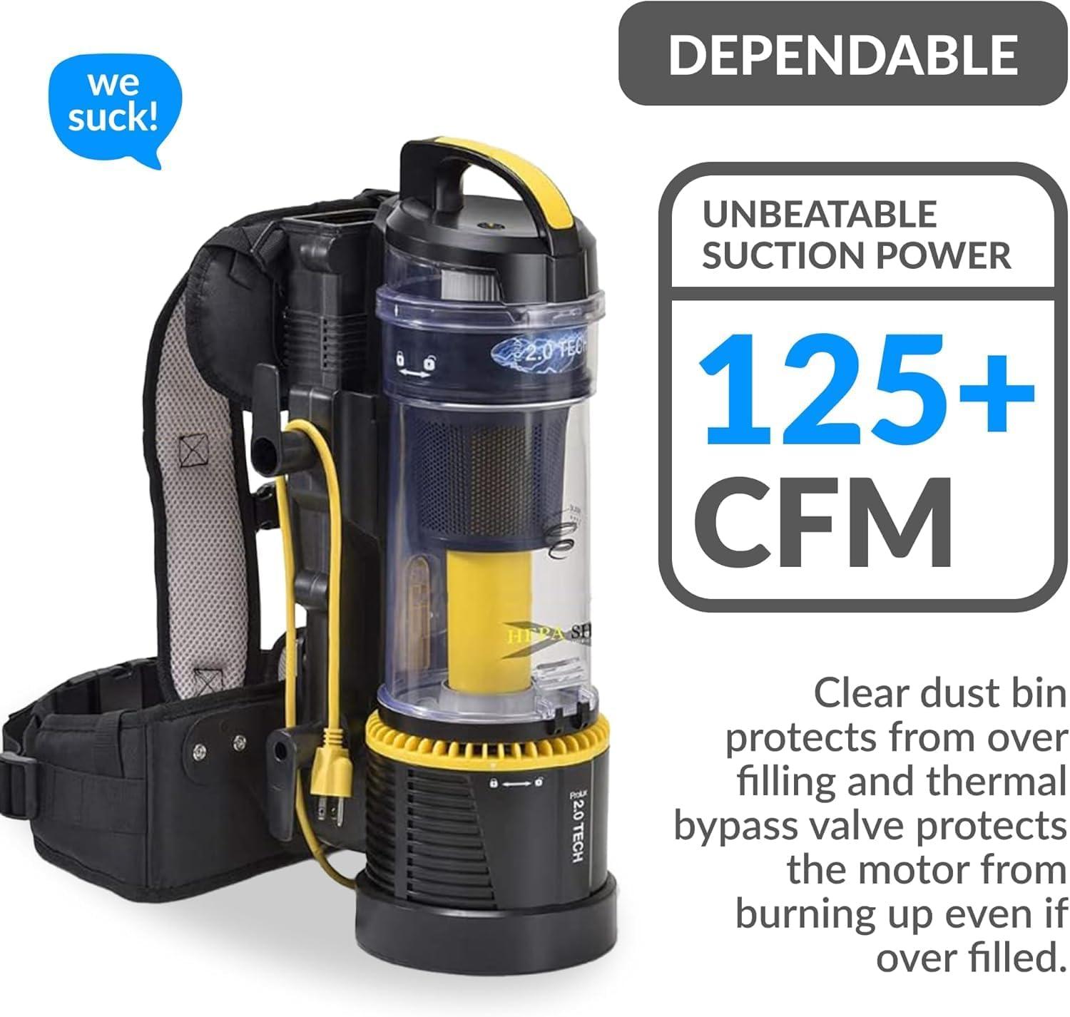 Prolux 2.0 Commercial Bagless Backpack Vacuum with Deluxe 1 1/2 inch Tool Kit - 2.0 Commercial