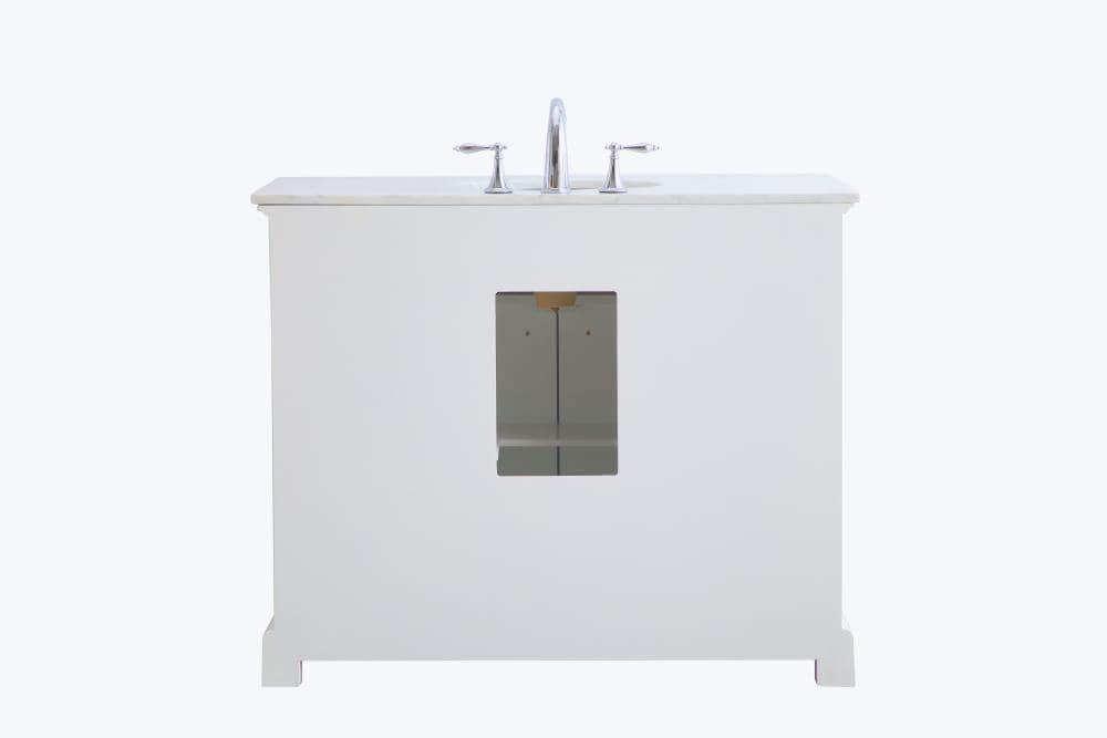 Elegant Decor Americana 42" Single Marble Top Bathroom Vanity in White