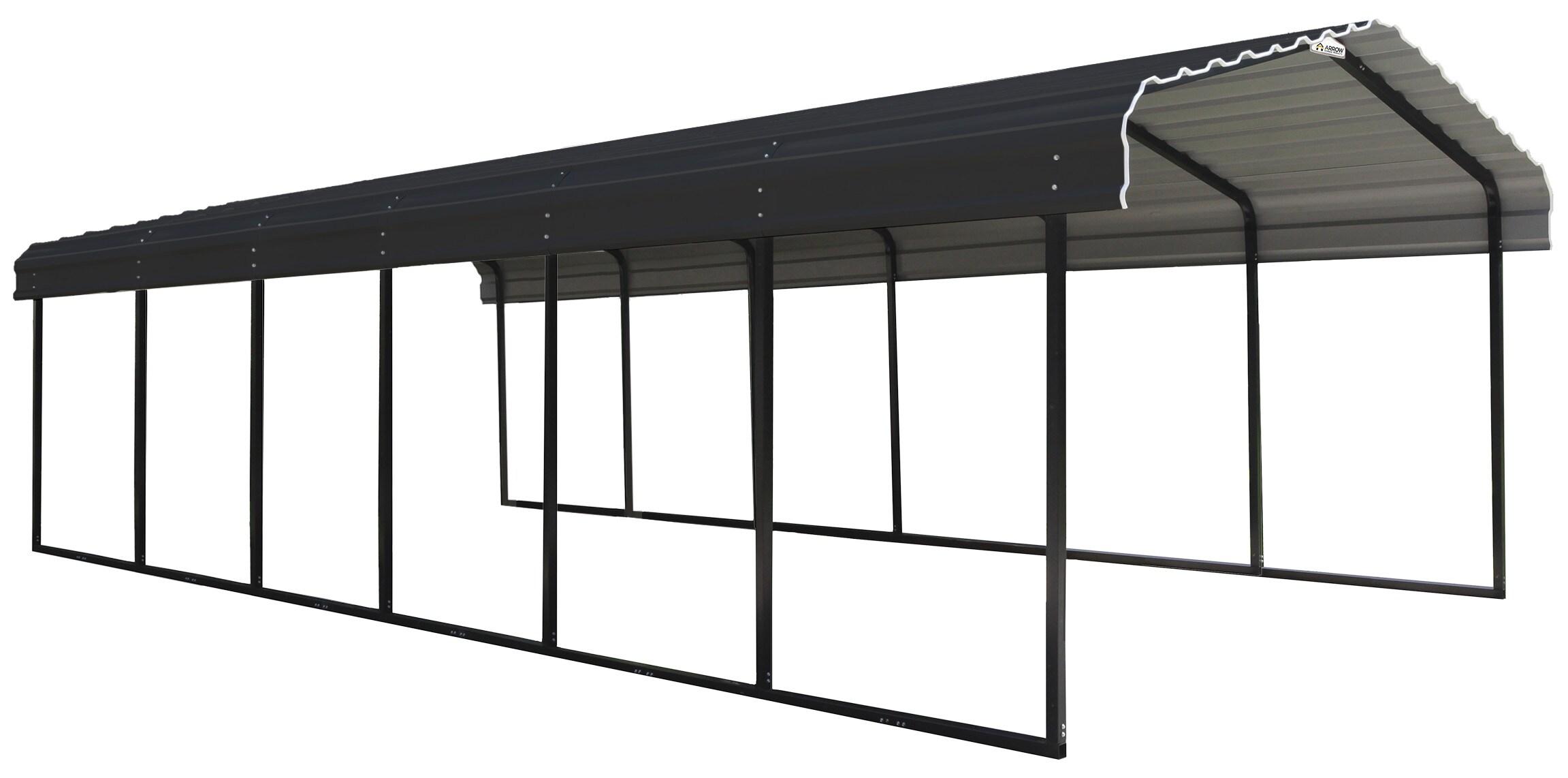 Steel Carport, Galvanized Black/Charcoal