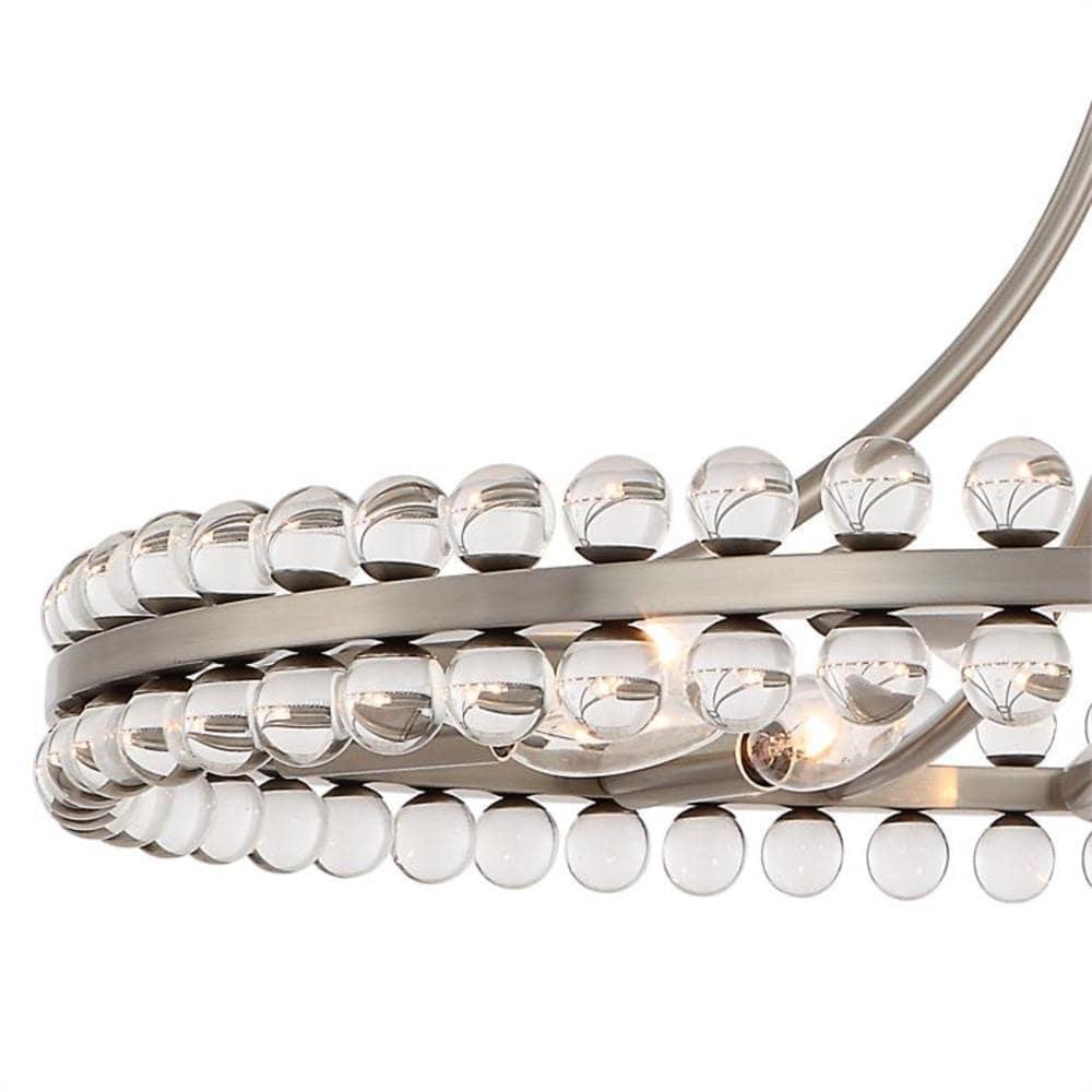 Brushed Nickel and Glass 12-Light Chandelier