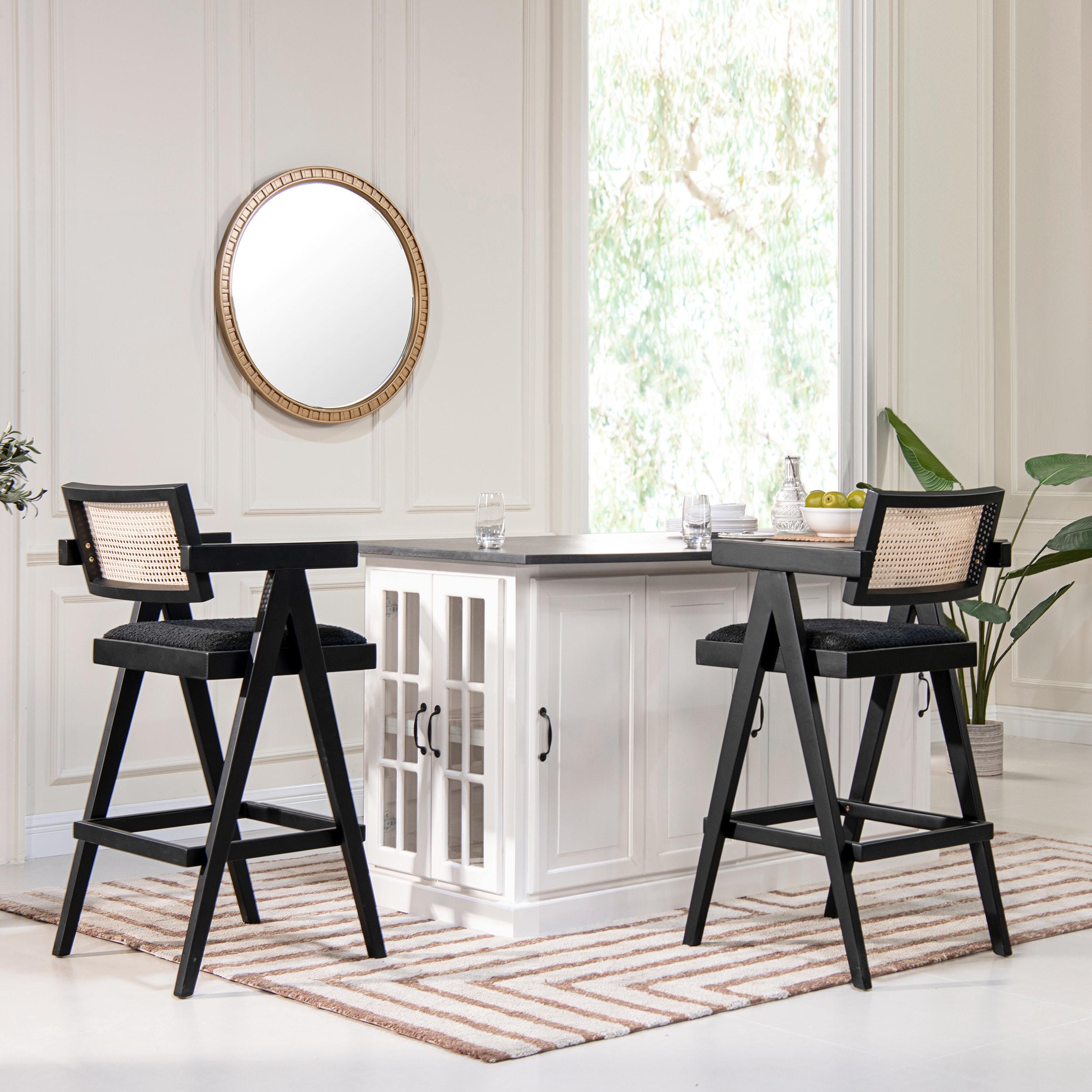 Jennifer Taylor Home Milan 29.5" Modern Resin Webbing Back Bar Stool with Arms