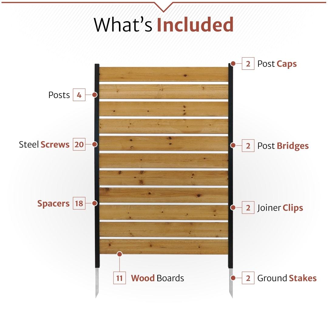 60.5in H x 38.625in W (1 Panel) No Dig Enclo Concord Cedar Wood Privacy Screen, Great to Hide Trash Cans, Decorative Patio Privacy Screen, Outdoor Privacy Fence Panel, Air Conditioner Fence, EC18022