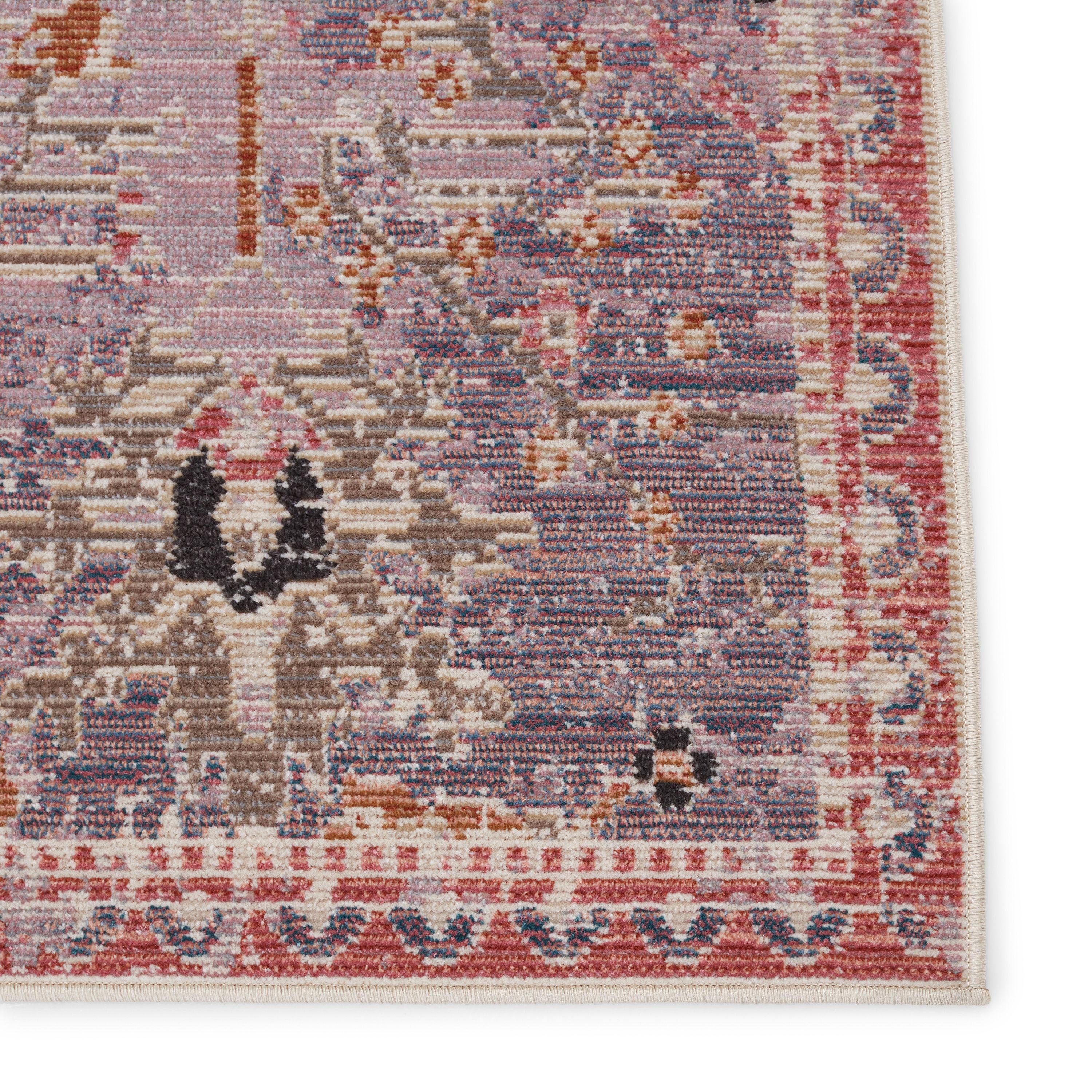 2'6"x4' Elva Indoor/Outdoor Oriental Area Rug Purple/Gold - Jaipur Living: Mid-Century Modern Floral, Weather-Resistant
