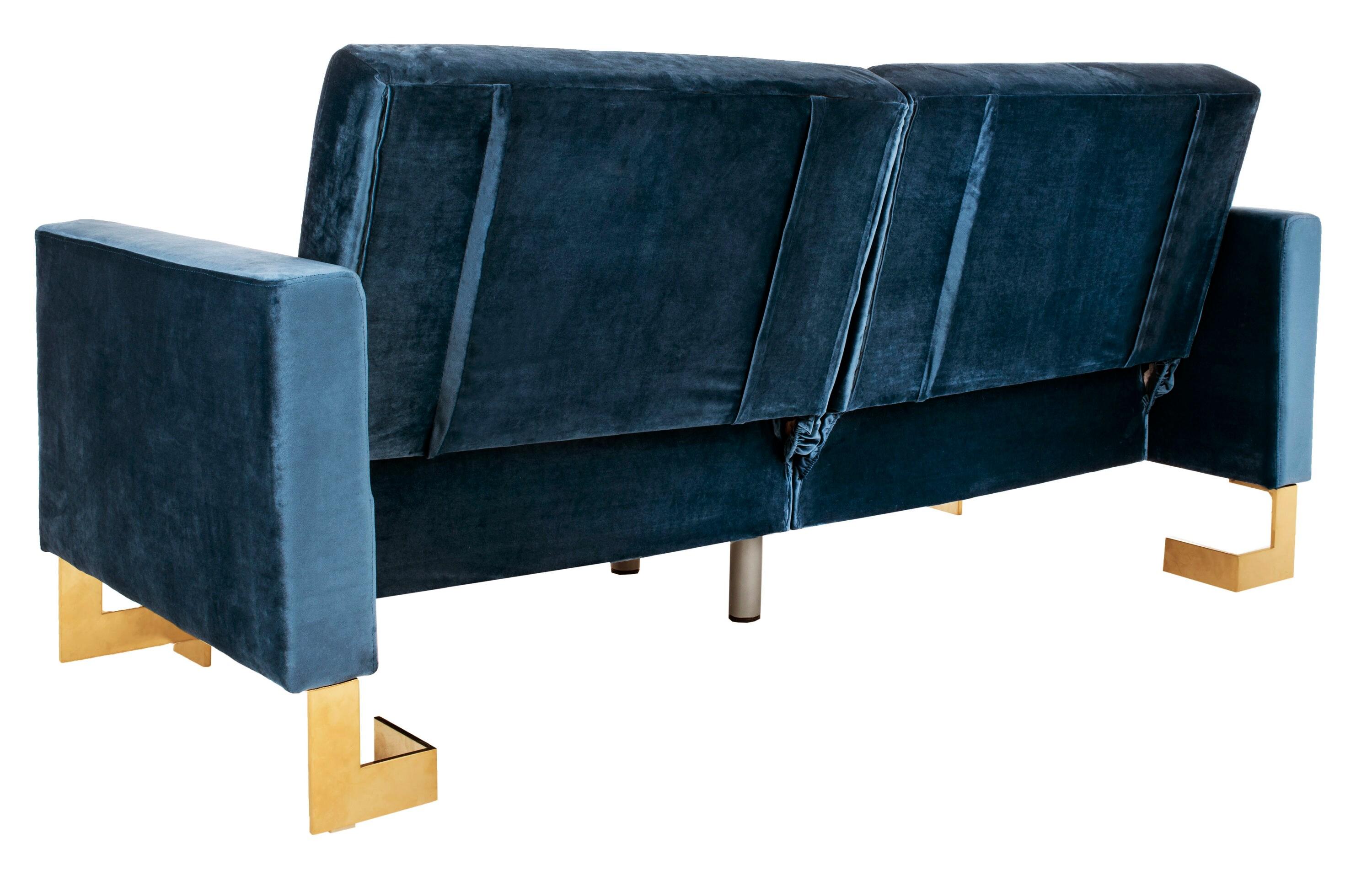 Tribeca Foldable Futon Bed - Navy/Brass - Safavieh
