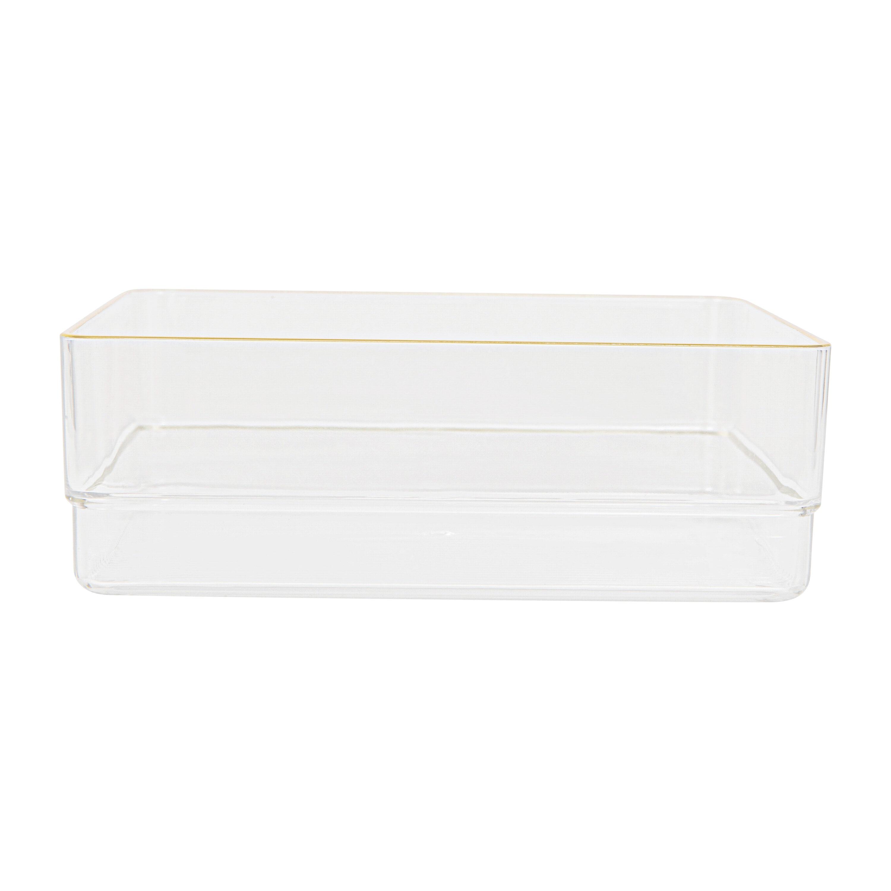 Martha Stewart Kerry Plastic Stackable Office Desk Drawer Organizers with Metallic Trim, 6" x 6" (Set of 4)