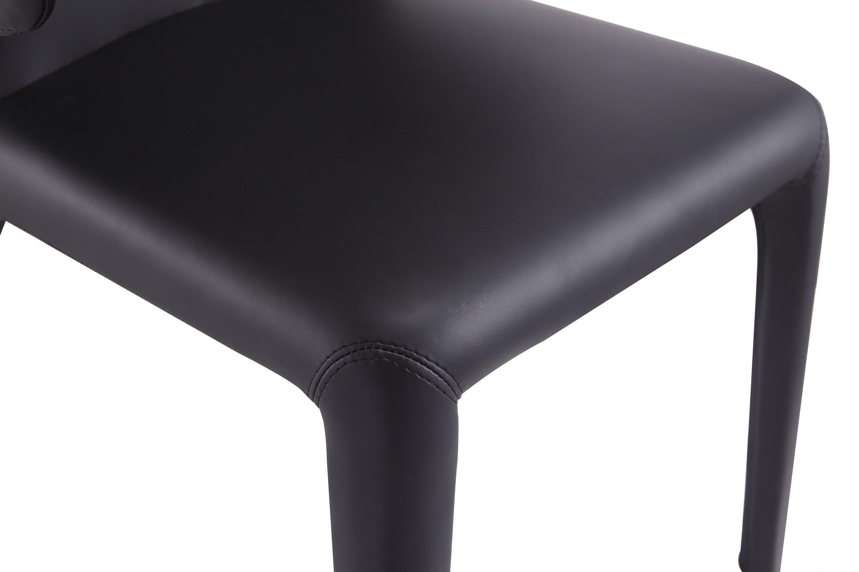 Set of 2 Conrad Faux Leather Dining Chairs Black - Manhattan Comfort: Mid-Century Modern, Metal Frame, Contoured Back