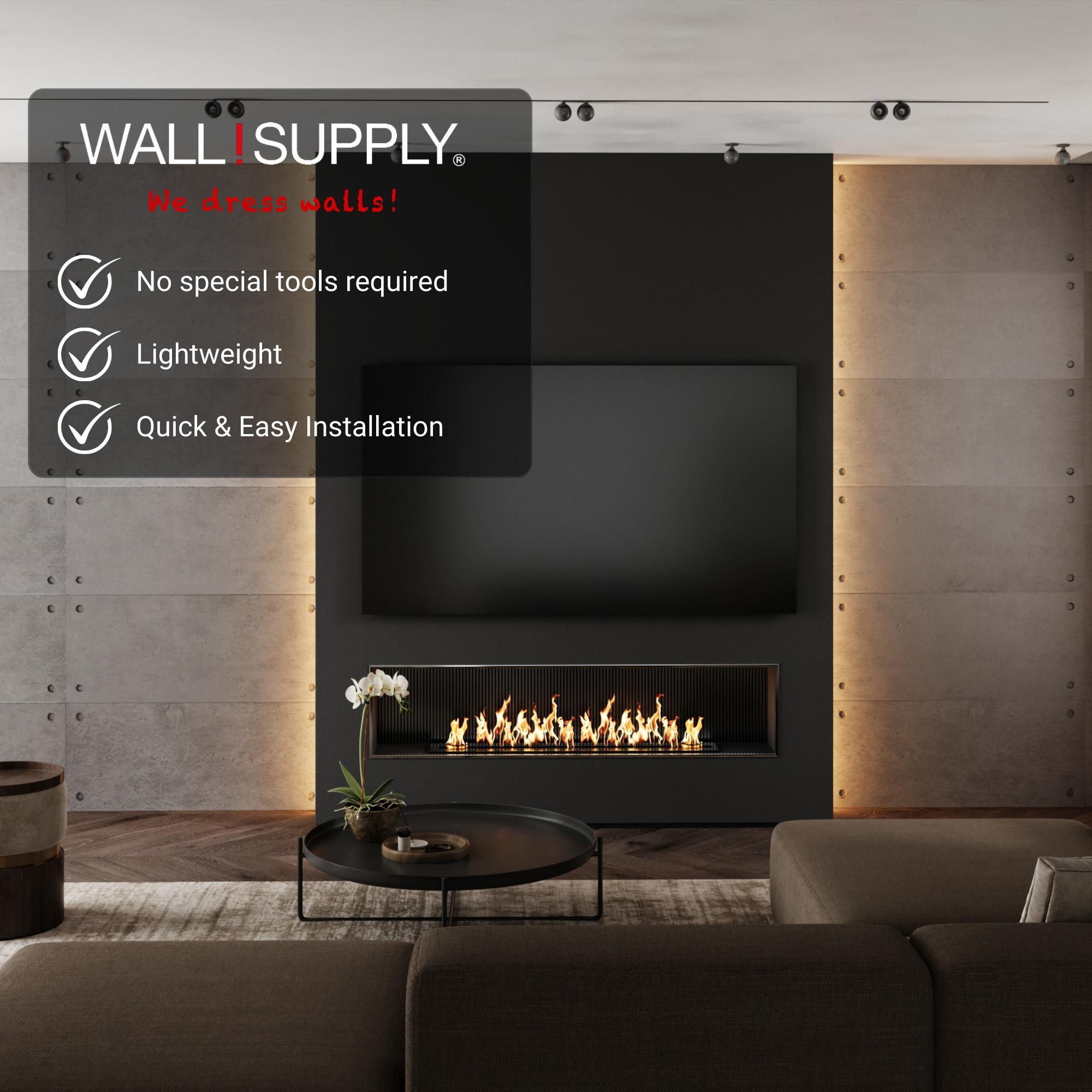 Wall!Supply Wall!supply Ultralight Industrial Concrete Hd Printed – 3d Eps Foam Wall Panels – Easy Diy Installation – Concrete Look – Set Of 4 Panels (25.83 Sq Ft)