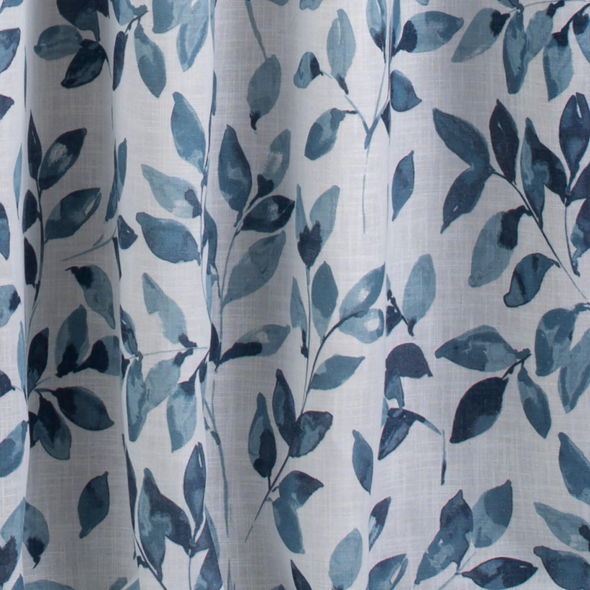 Avalon Botanical Floral Leaf Print Cottagecore Single Blackout Window Curtain Panel - 52" x 95" - Indigo - Elrene Home Fashions