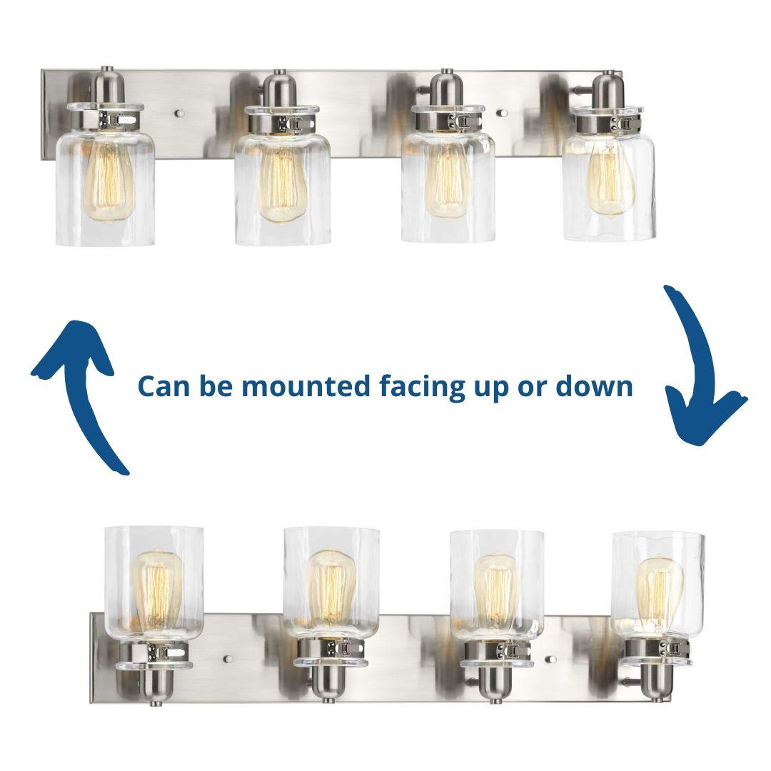 Progress Lighting Calhoun 4-Light Bath Vanity, Brushed Nickel, Clear Glass Shade