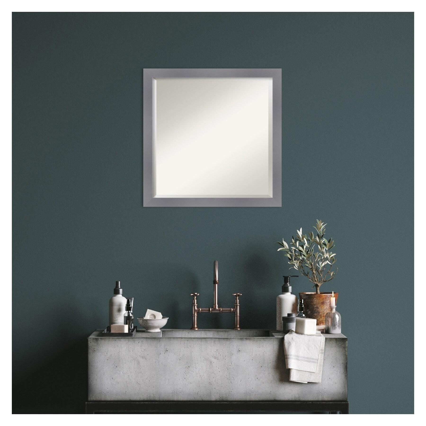 Edwin Grey 22.5" Square Wood Bathroom Vanity Mirror