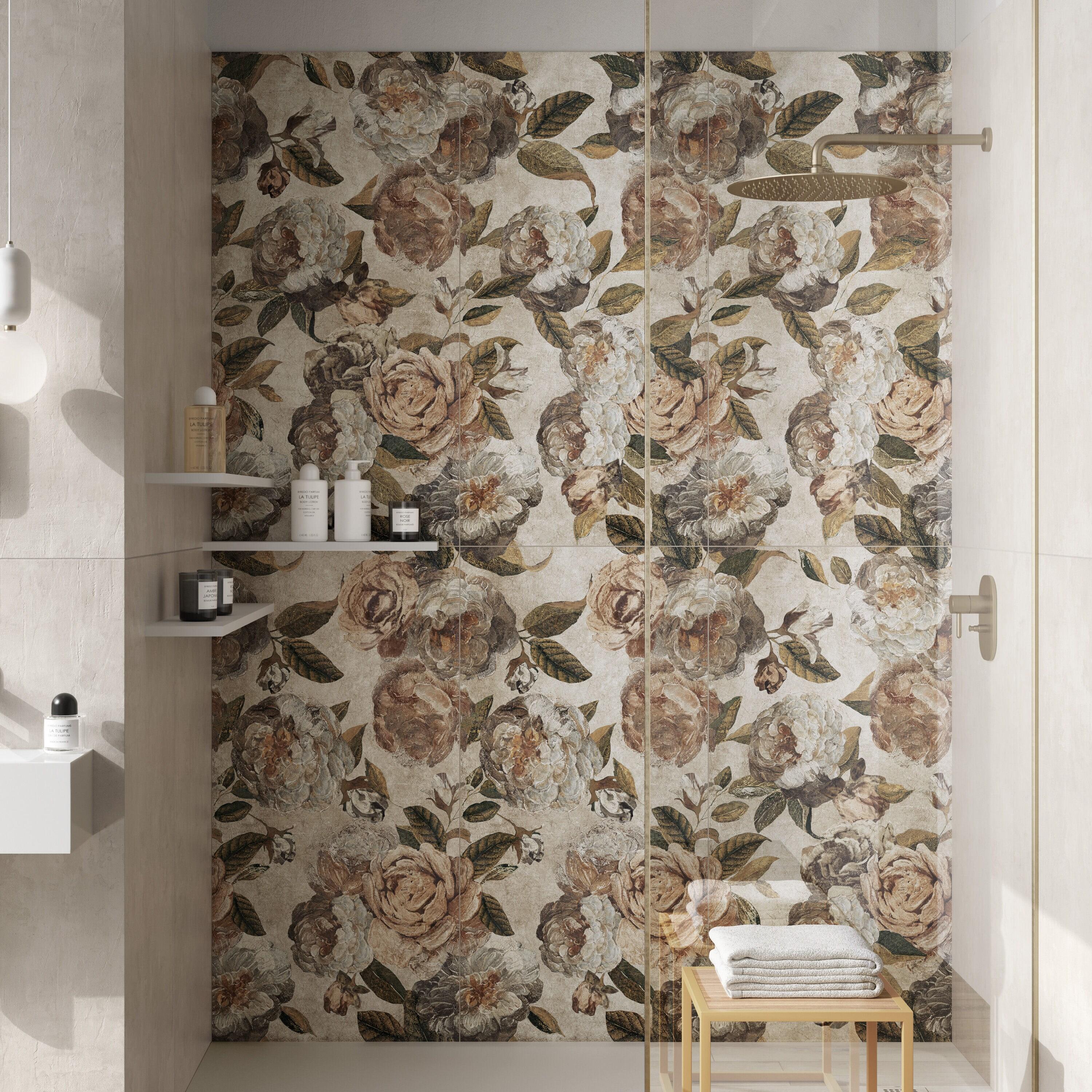 Merola Tile Parete Fiori 24" x 47" Porcelain Natural / Floral Wall & Floor Tile