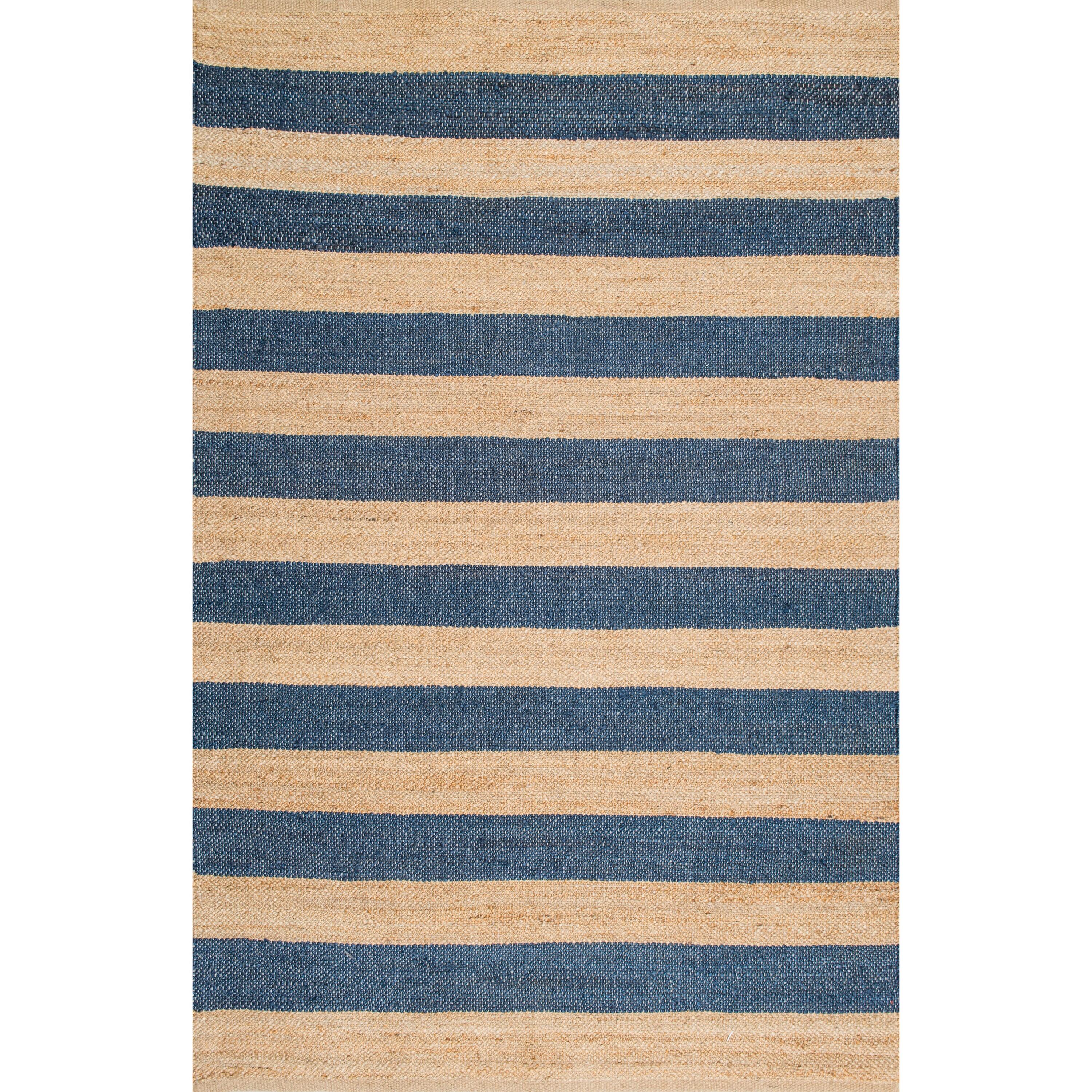 Nuloom Alisia Striped 5x8 Jute Indoor Area Rug for Dining Room Rug Neutral Rug Living Room Rug Kitchen, Denim/Tan