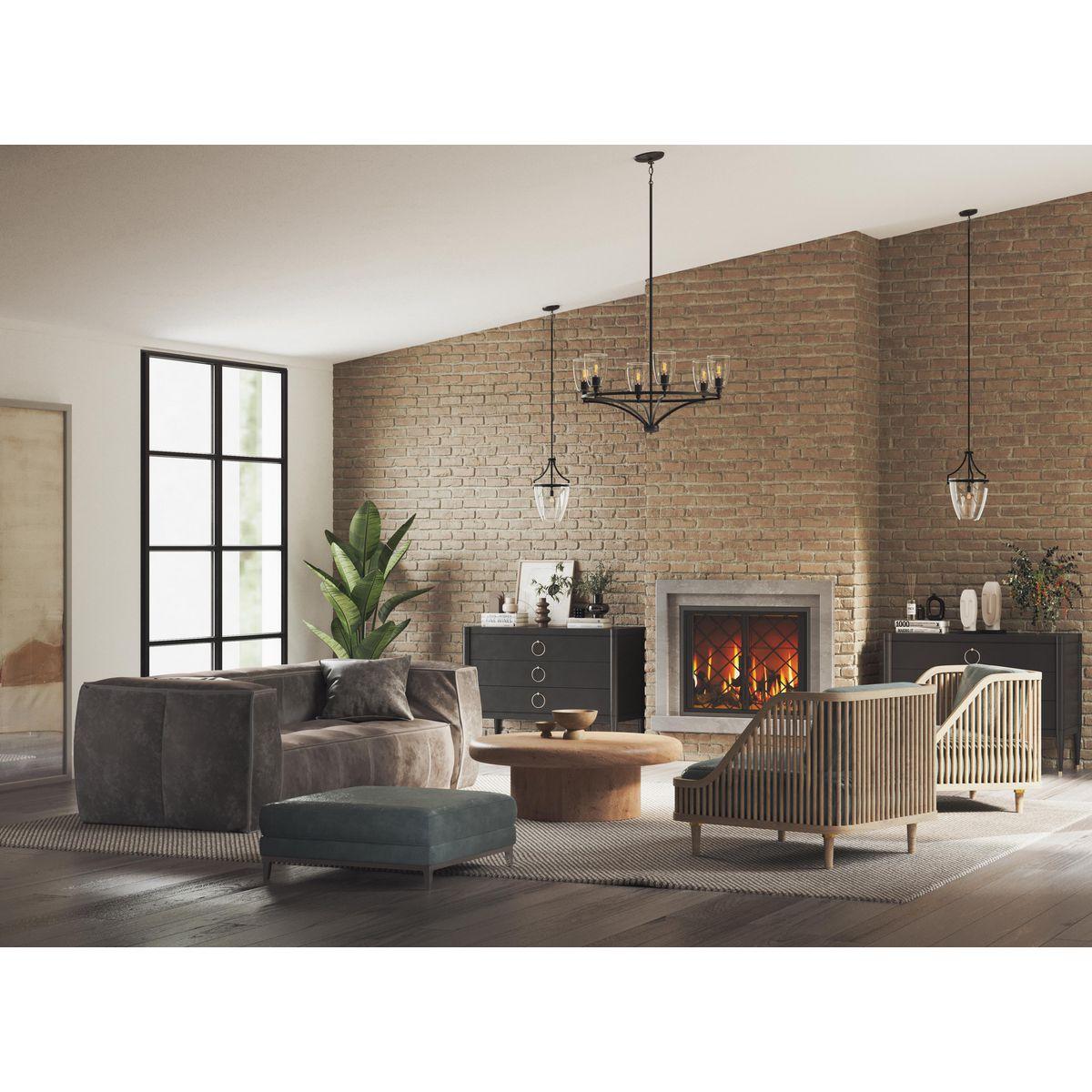 Progress Lighting Parkhurst 6-Light Chandelier, Matte Black, Glass, Transitional, No Shade