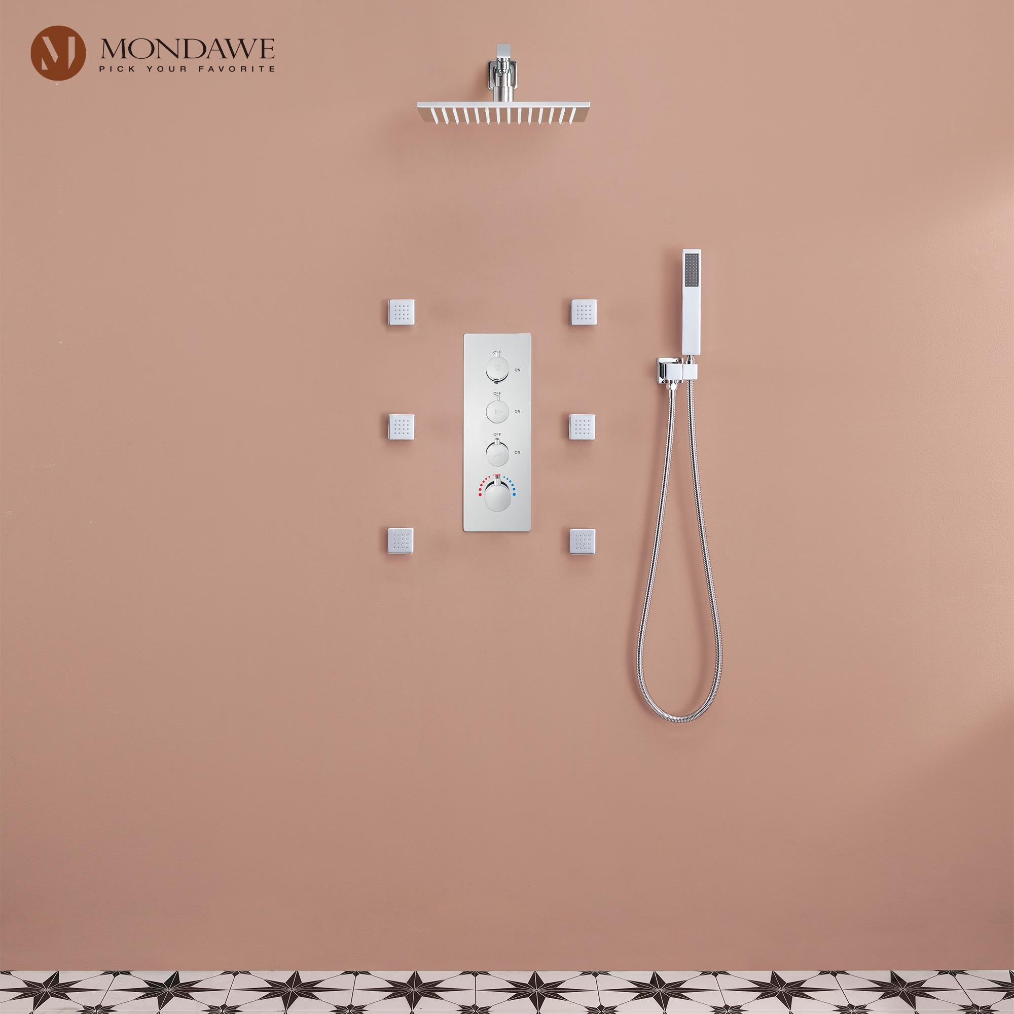 Herathena 3 Functions Wall Mounted Luxury Shower System with 6 Body Jets (Rough-in Valve Included)