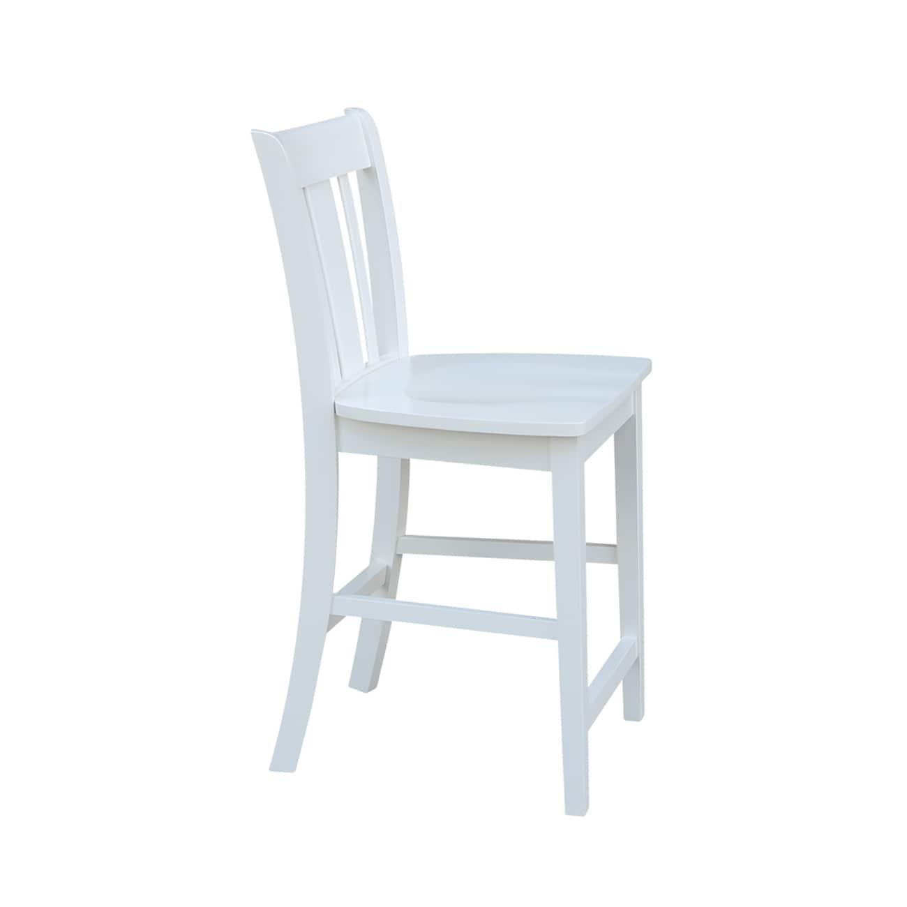 24" San Remo Counter Height Barstool Off White - International Concepts: Solid Wood, Slat Back