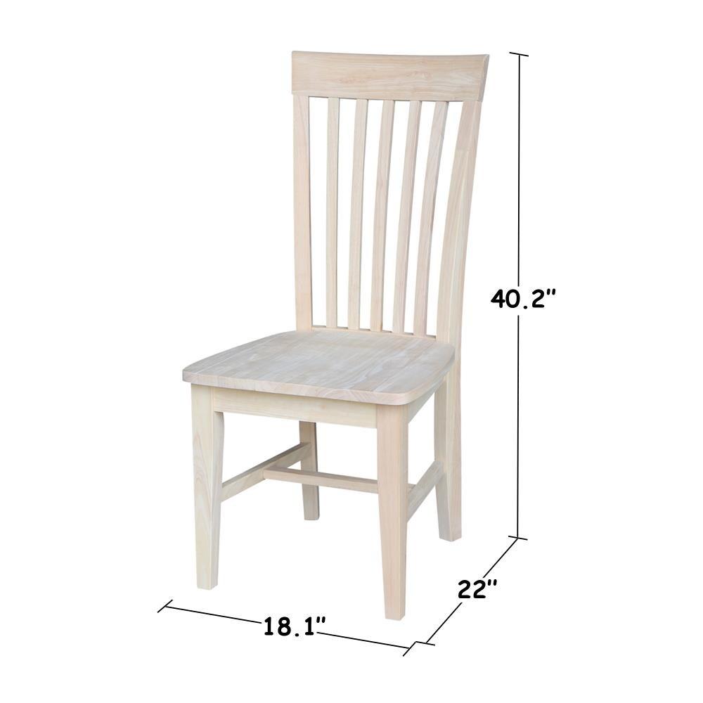 Set of 2 Tall Mission Chairs Wood/Unfinished - International Concepts: Solid Parawood, Kitchen Furniture