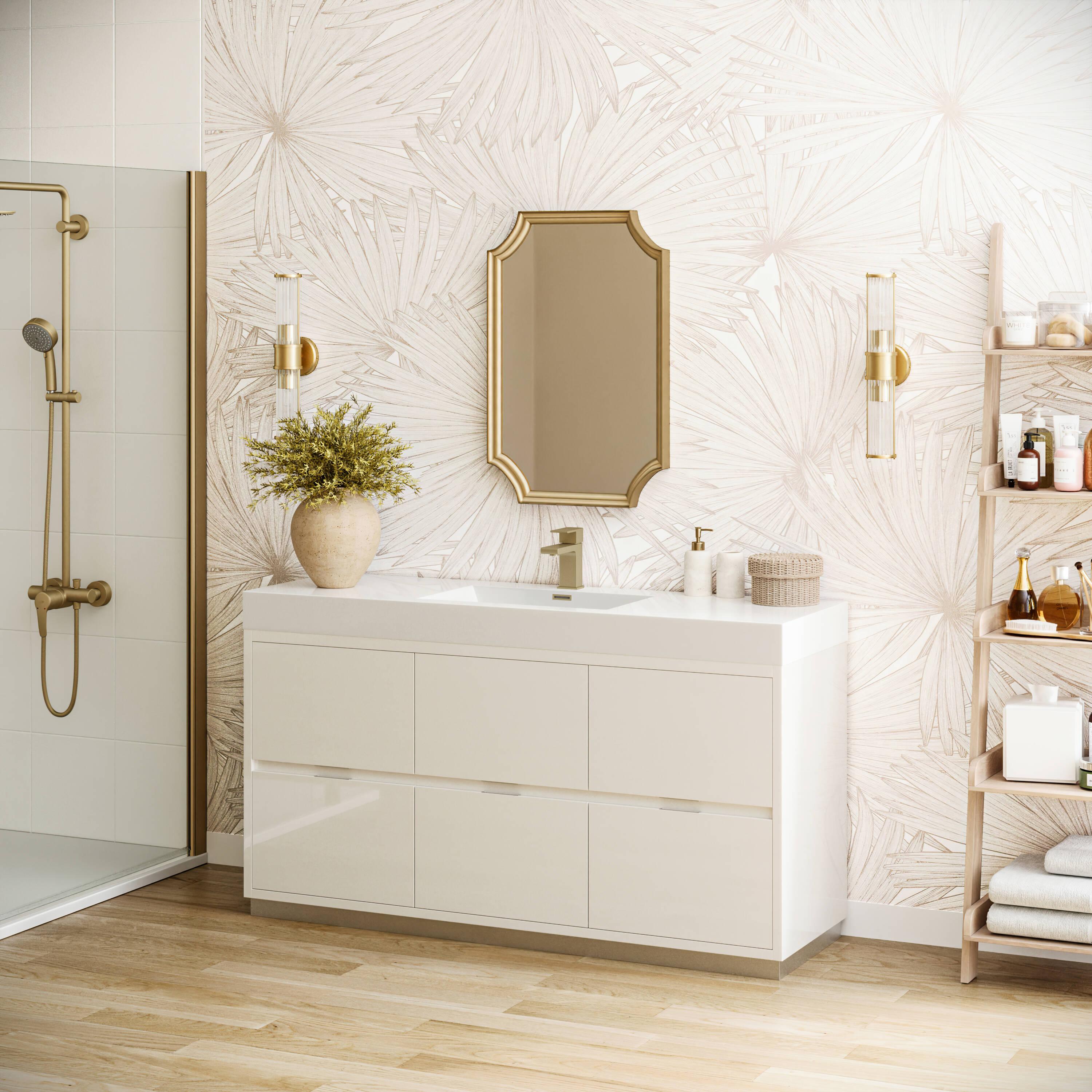 Valencia 60" Freestanding Single Modern Bathroom Vanity with Ingegrated Sink - Faucet Not Included
