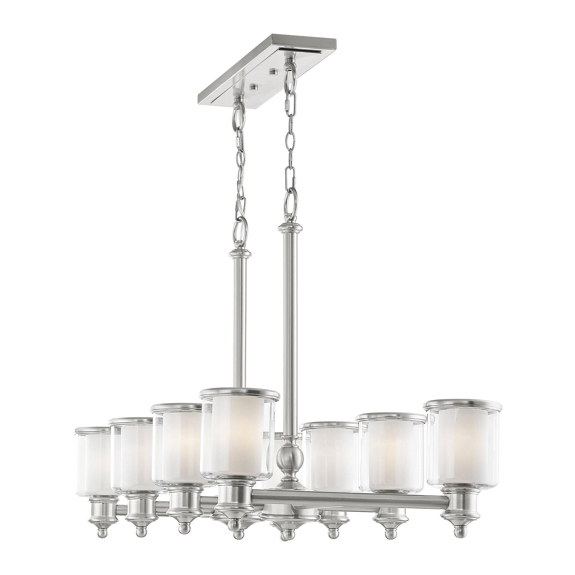 Livex Lighting 40208-91 Transitional Eight Light Linear Chandelier from Middlebush Collection in Pwt, Nckl, B/S, Slvr. Finish, 41.75 inches, 24.50x41.75x20.00, Brushed Nickel