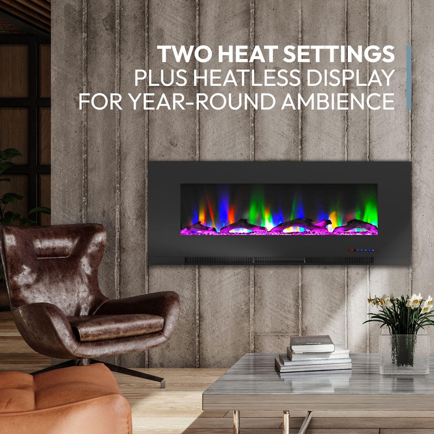 Cambridge Cambridge Wall Mount Electric Fireplace Heater with Remote Control for Indoor Use in Living Room, Bedroom, Home Office