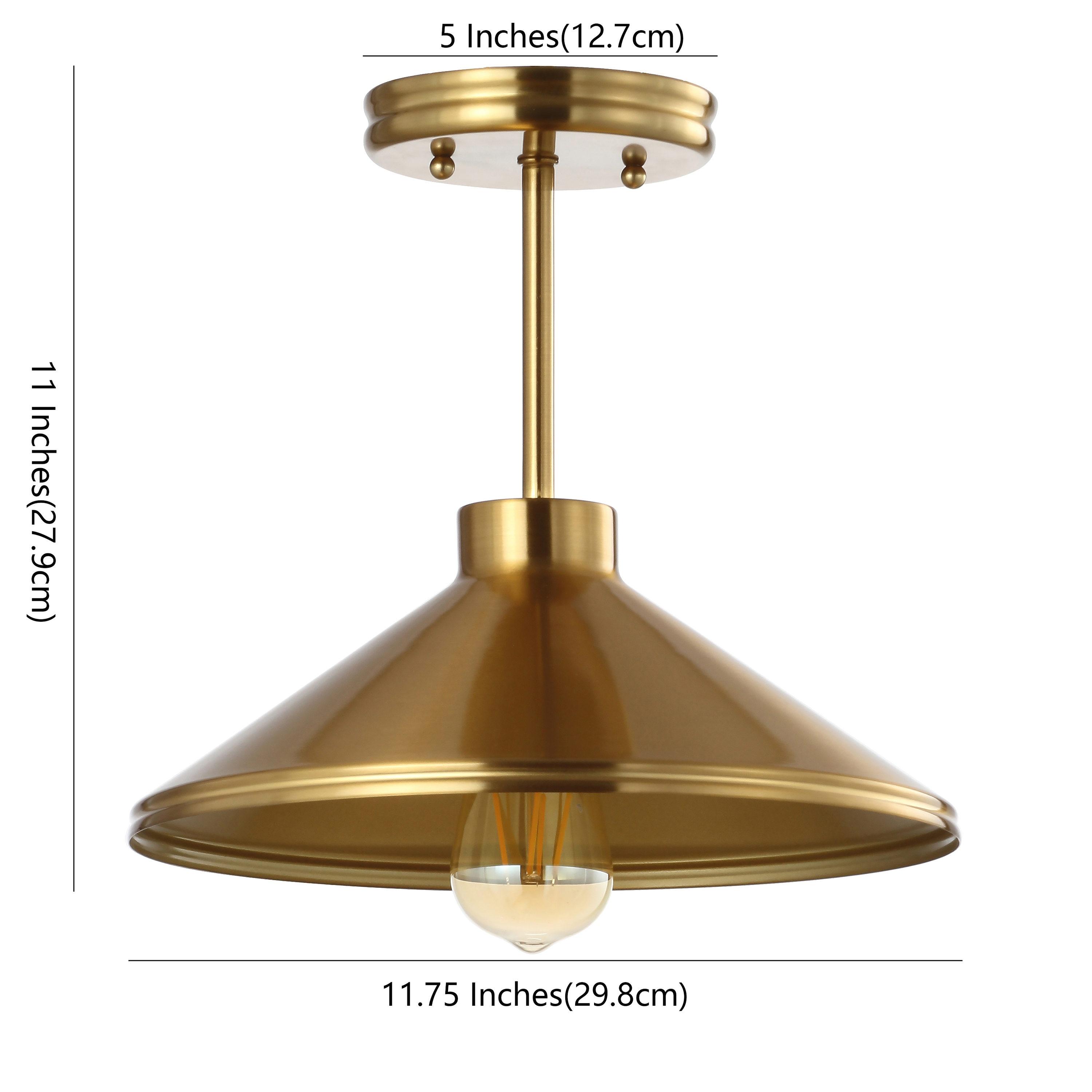 Cisco 11.75" Iron Modern Farmhouse LED Semi Flush Mount, Brass Gold
