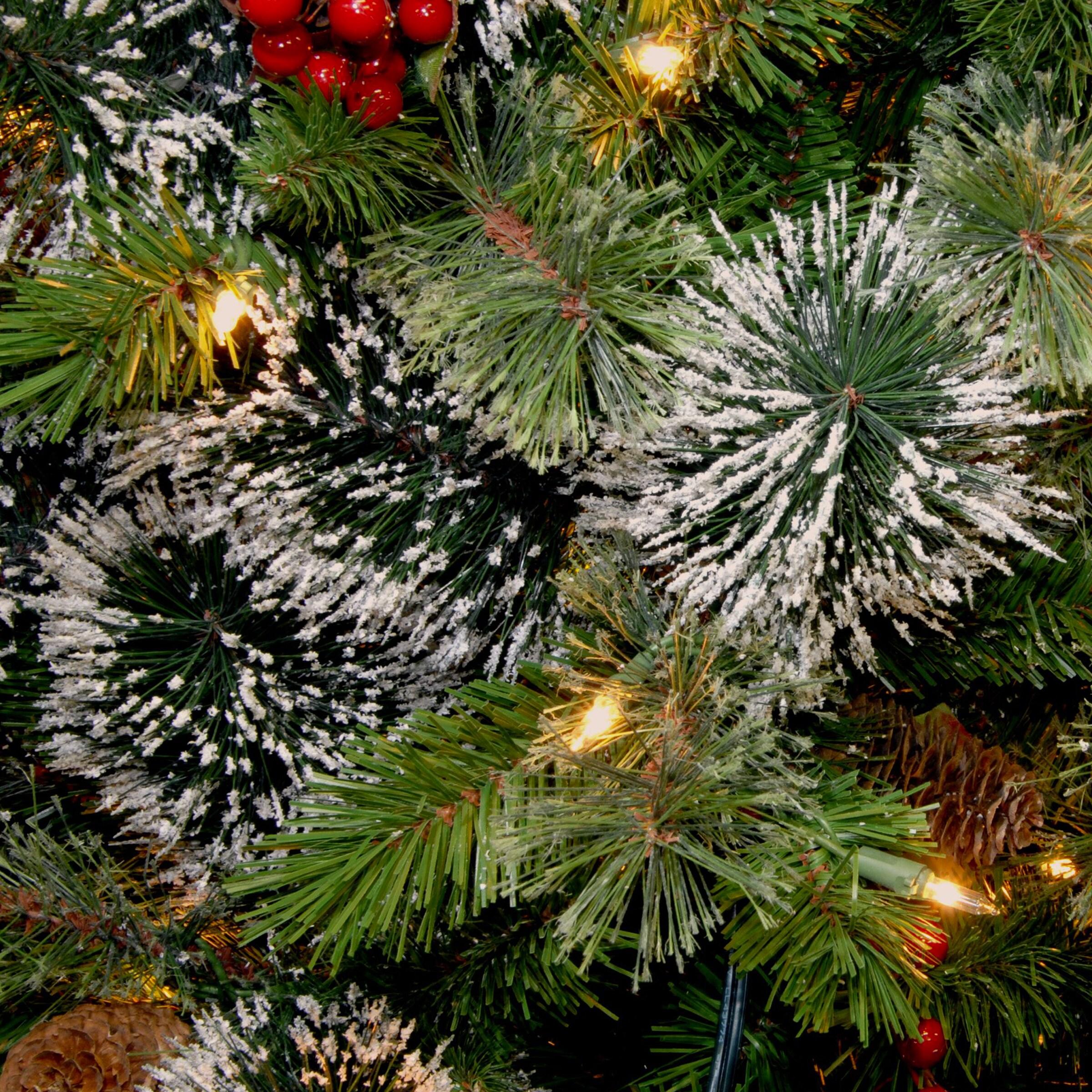 24" Prelit Wintry Pine Christmas Wreath with Cones and Berries White Lights - National Tree Company