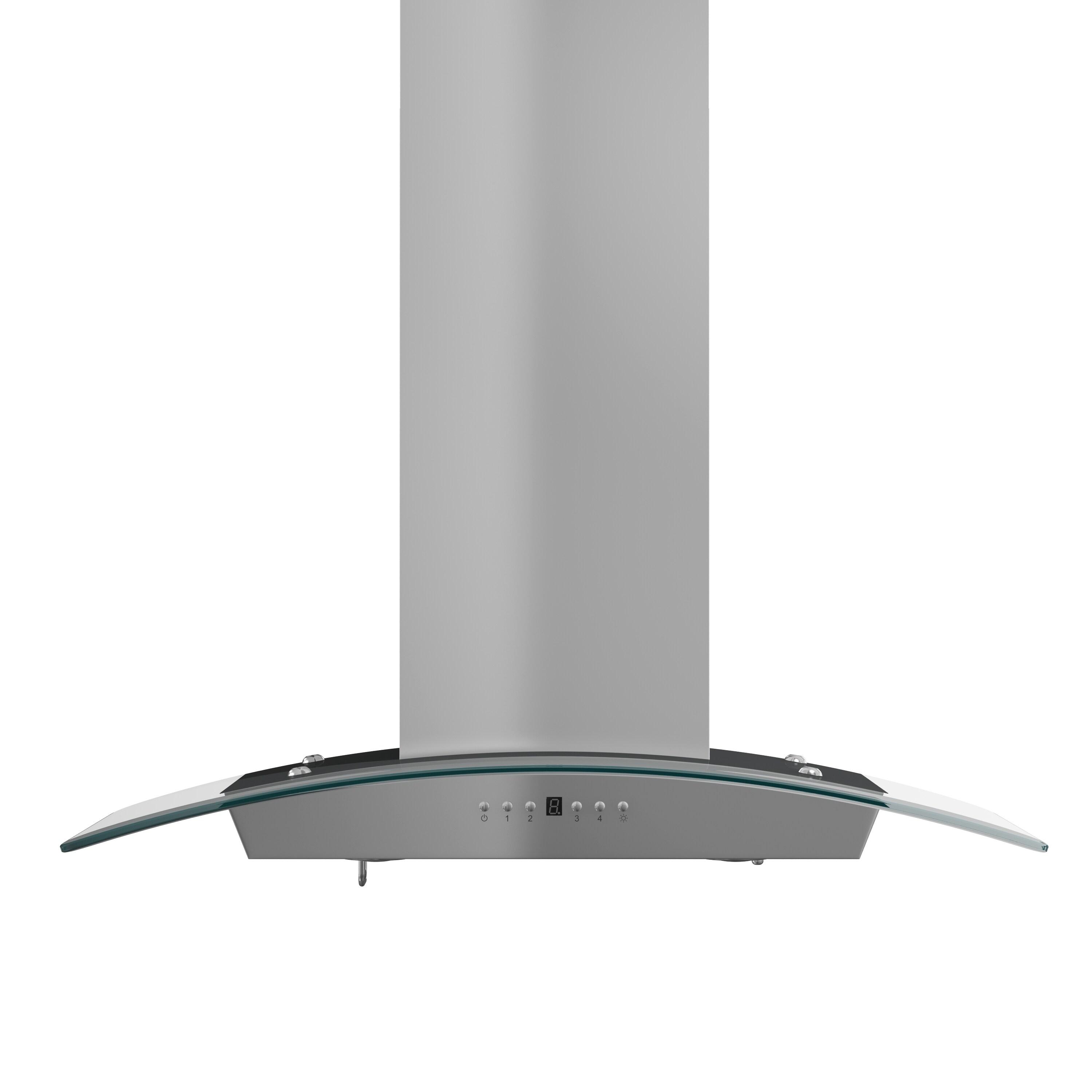 ZLINE 36 in. Convertible Vent Wall Mount Range Hood in Stainless Steel & Glass (KZ-36)