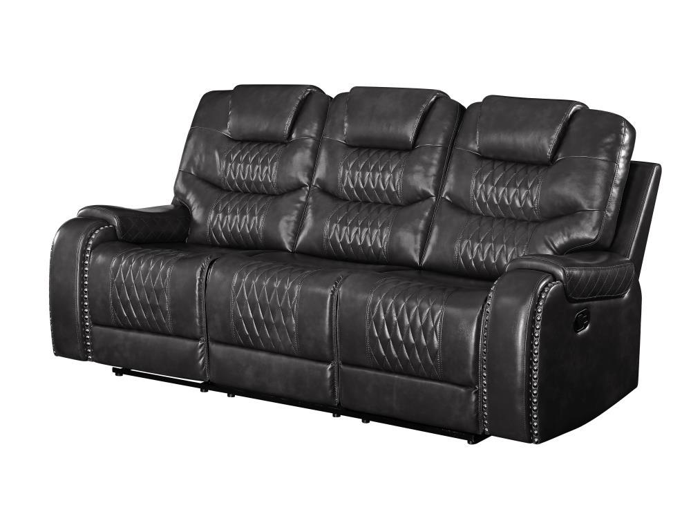 90" Braylon Sofa Magnetite PU - Acme Furniture: Reclining, Plush Cushioning, Includes 1 Pillow
