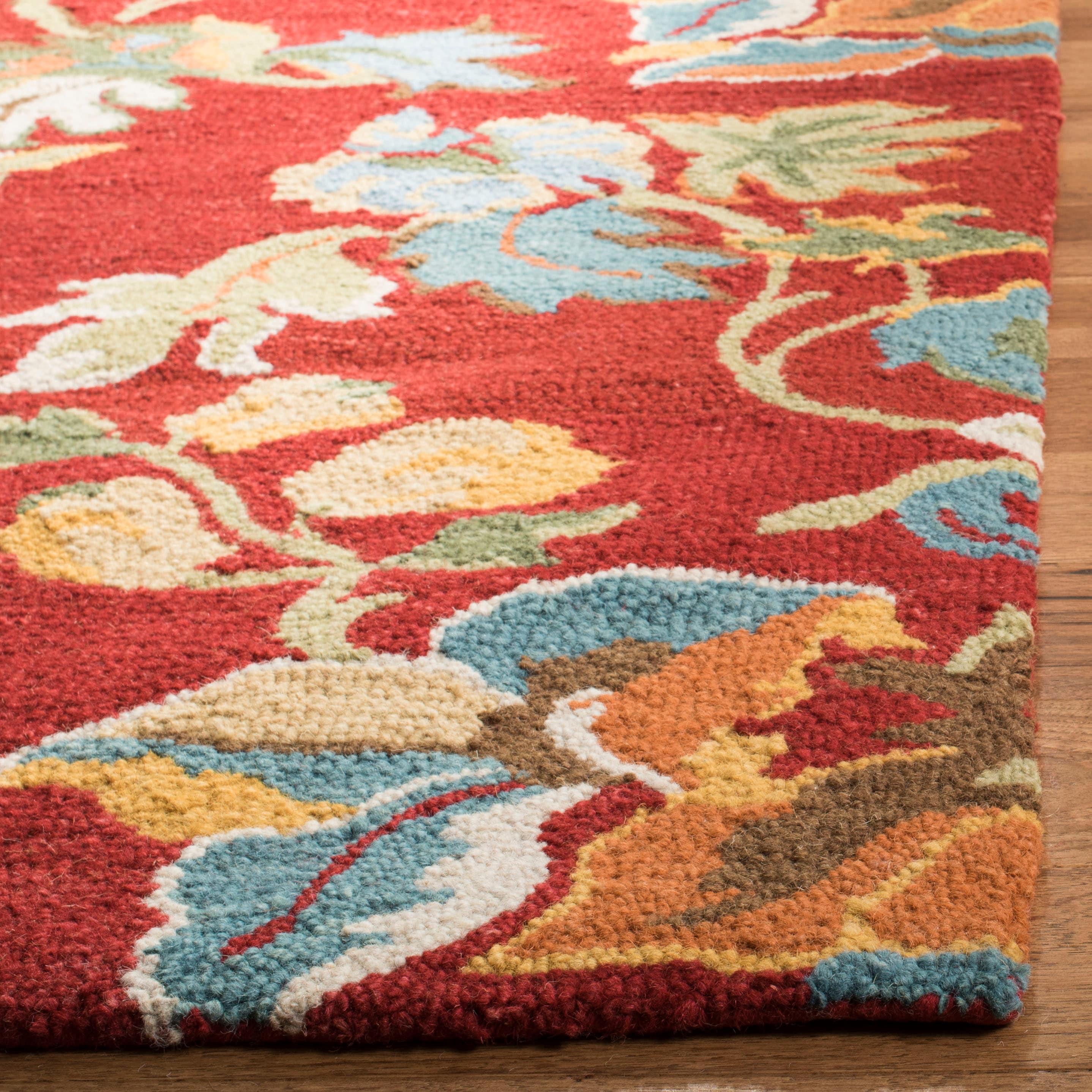 Blossom BLM672 Hand Hooked Accent Rug - Red/Multi - 2'6"x4' - Safavieh.