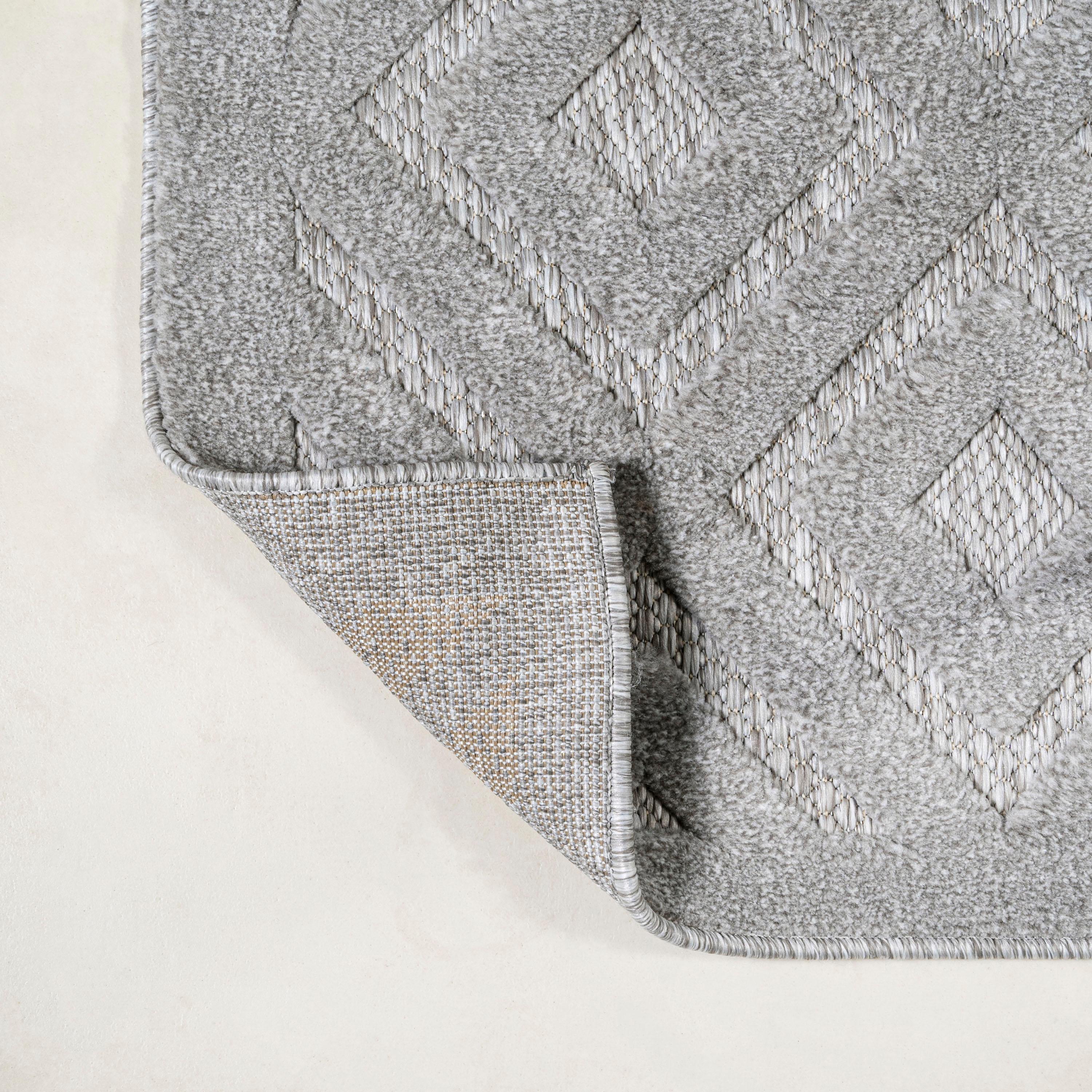 5' x 5' Portmany Neutral Diamond Trellis Indoor/Outdoor Area Rug, Light Gray - JONATHAN Y