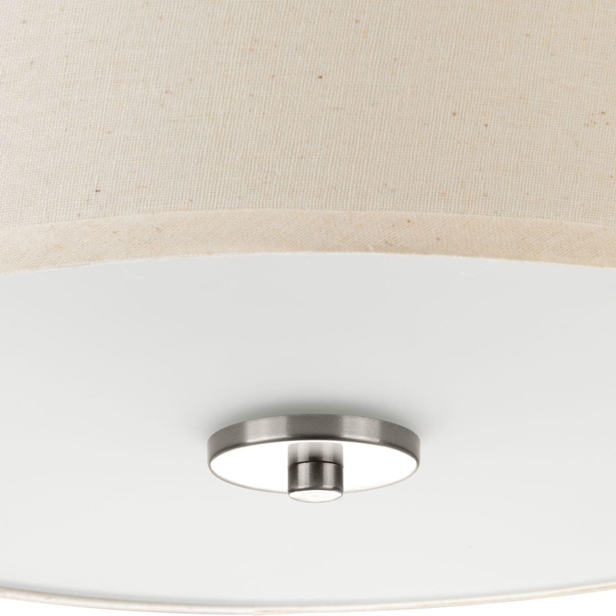 Progress Lighting, Inspire Collection, 2-Light Semi-Flush Mount, Brushed Nickel, Linen Shade