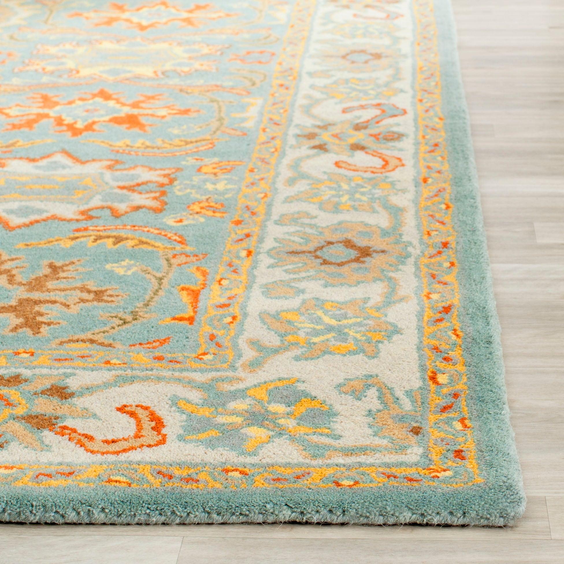 Hand-Tufted Light Blue and Ivory Wool Area Rug, 11' x 15'